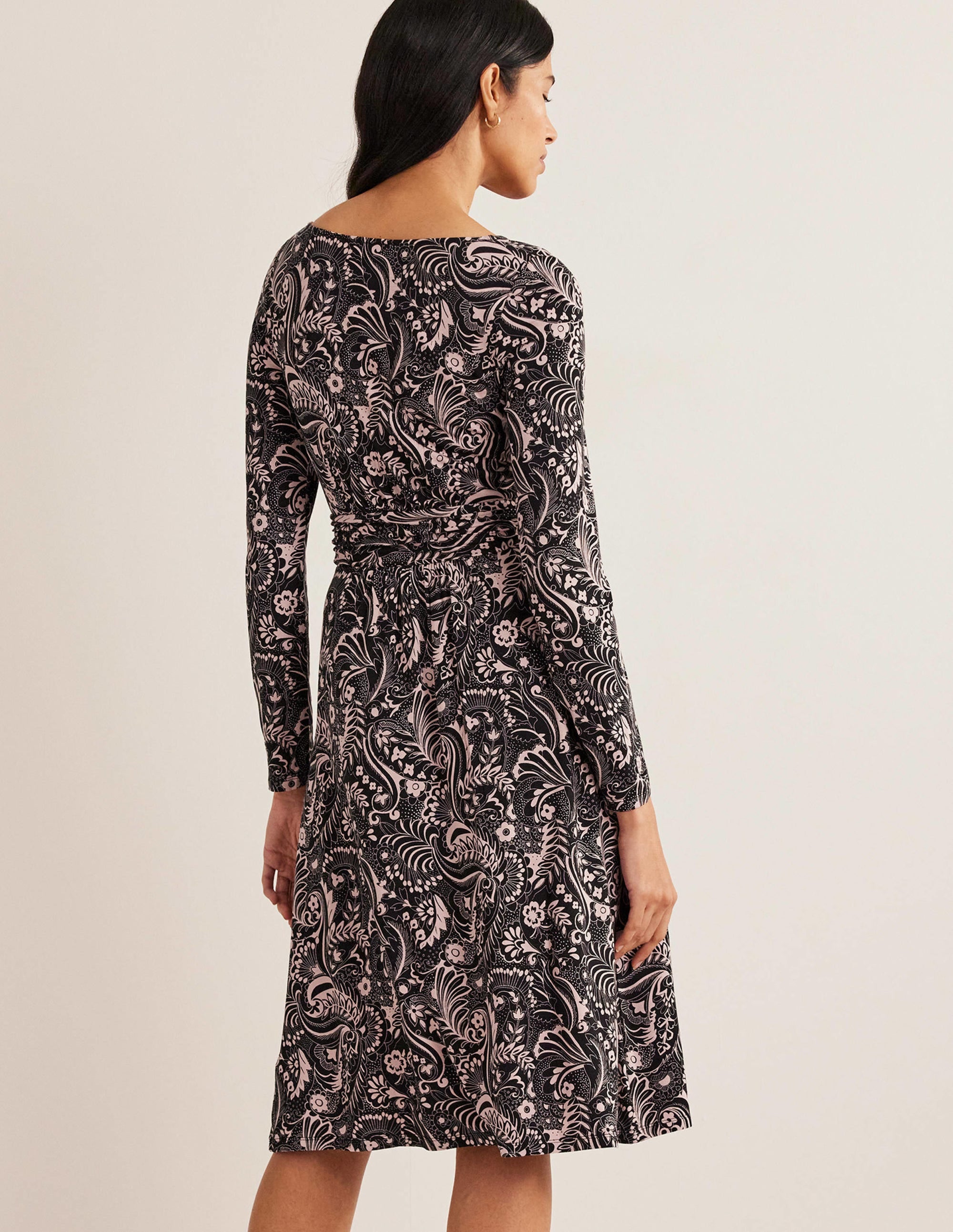 Abigail Jersey Dress-Black, Paisley Dot - Image 3