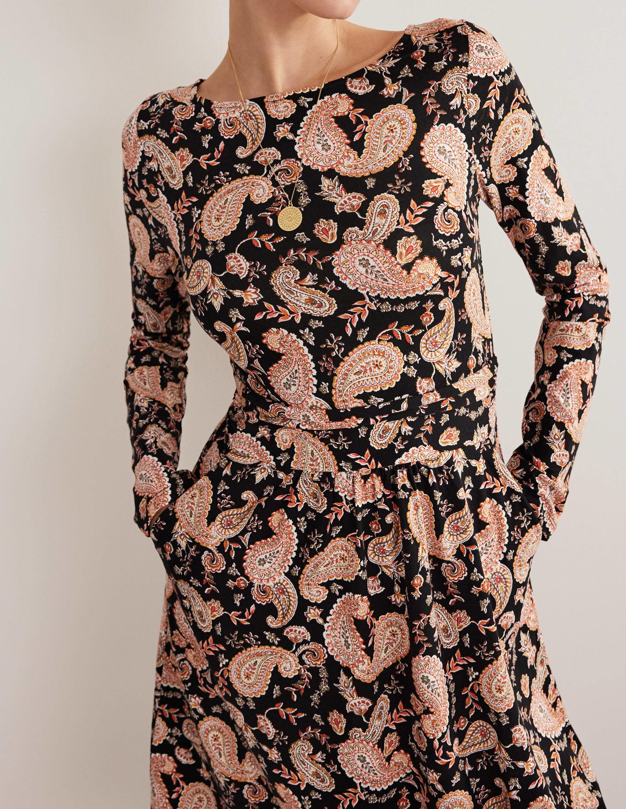 Abigail Jersey Dress-Black, Paisley Passion - Image 2