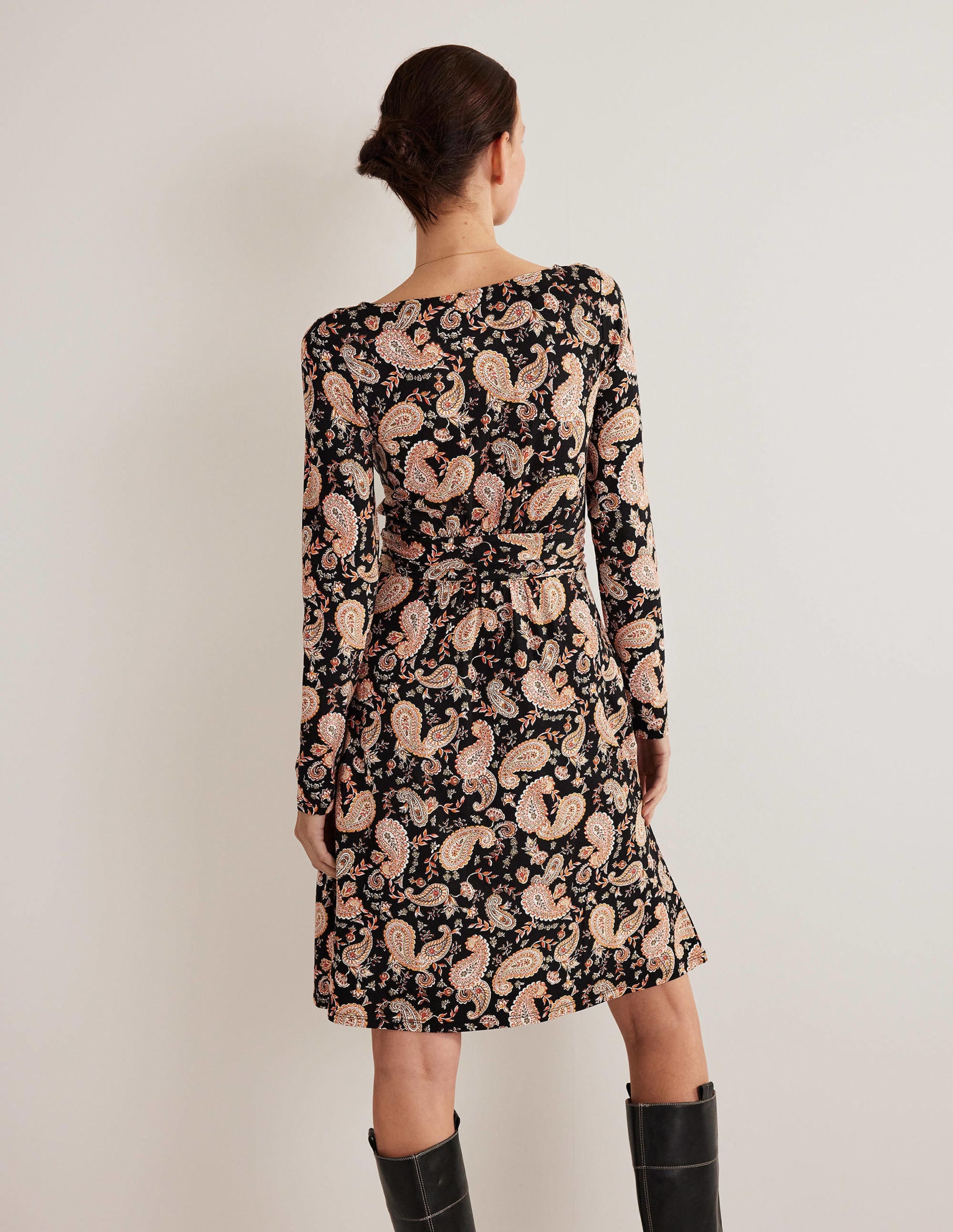 Abigail Jersey Dress-Black, Paisley Passion - Image 3