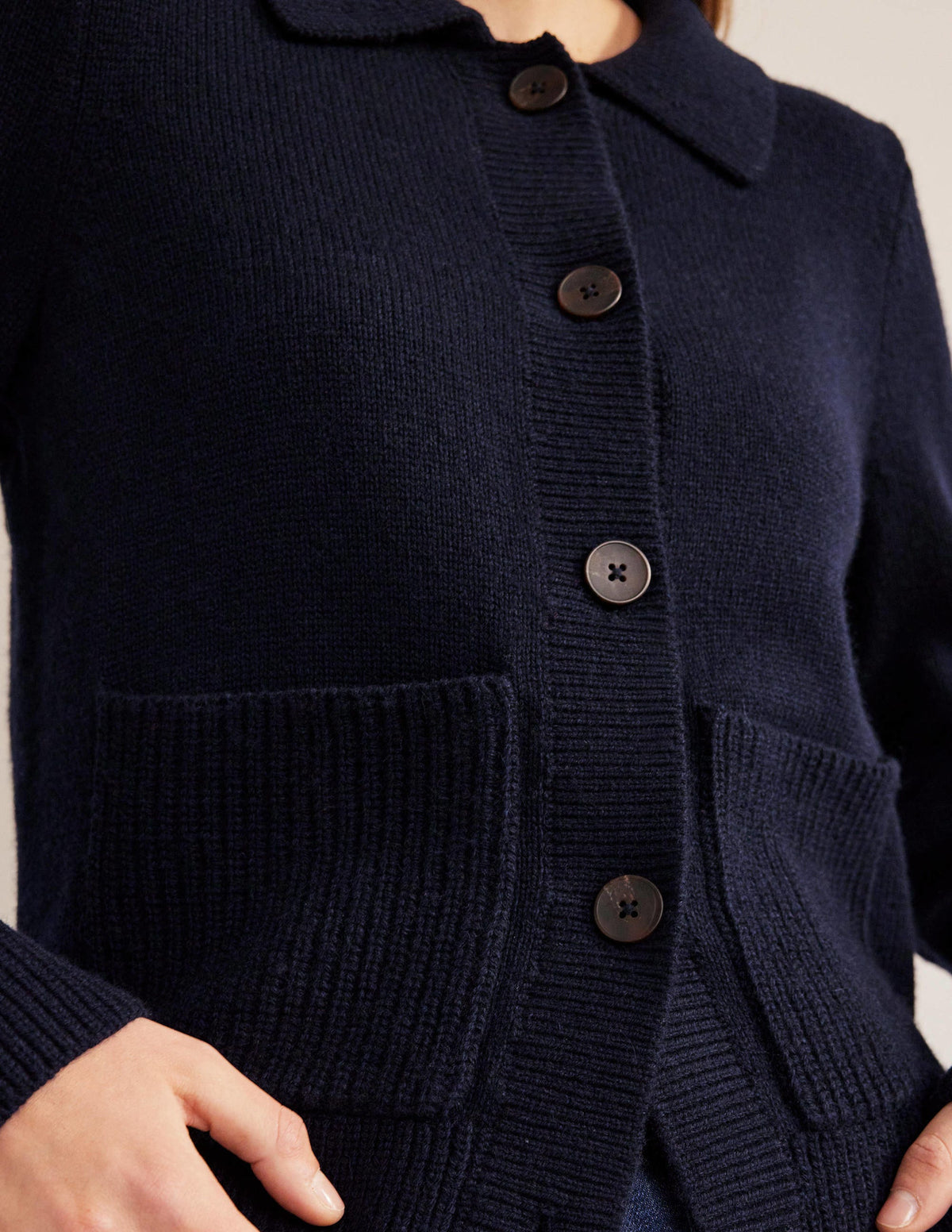 Collared Cardigan-Navy - Image 2