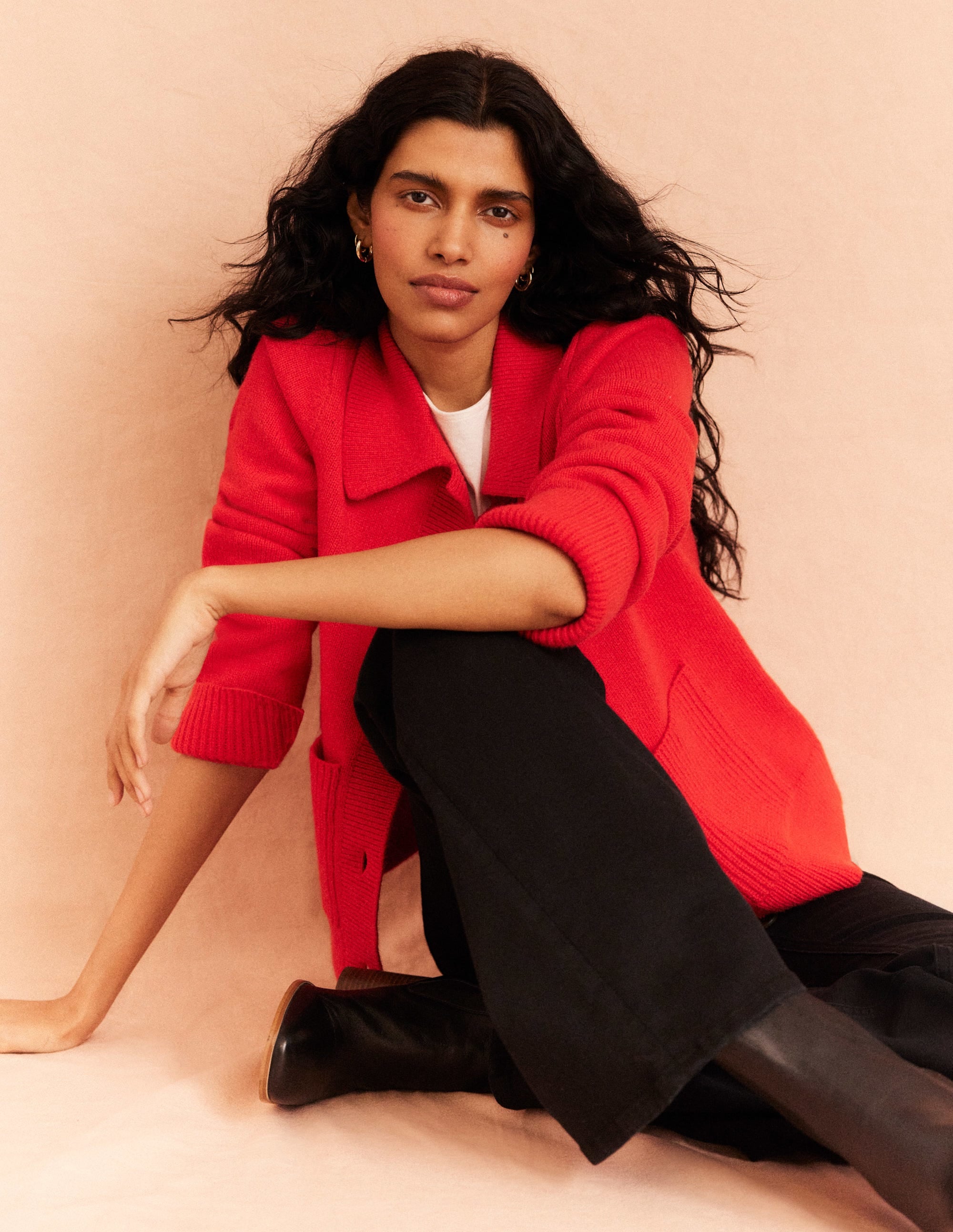 Collared Cardigan-High Risk Red - Image 7