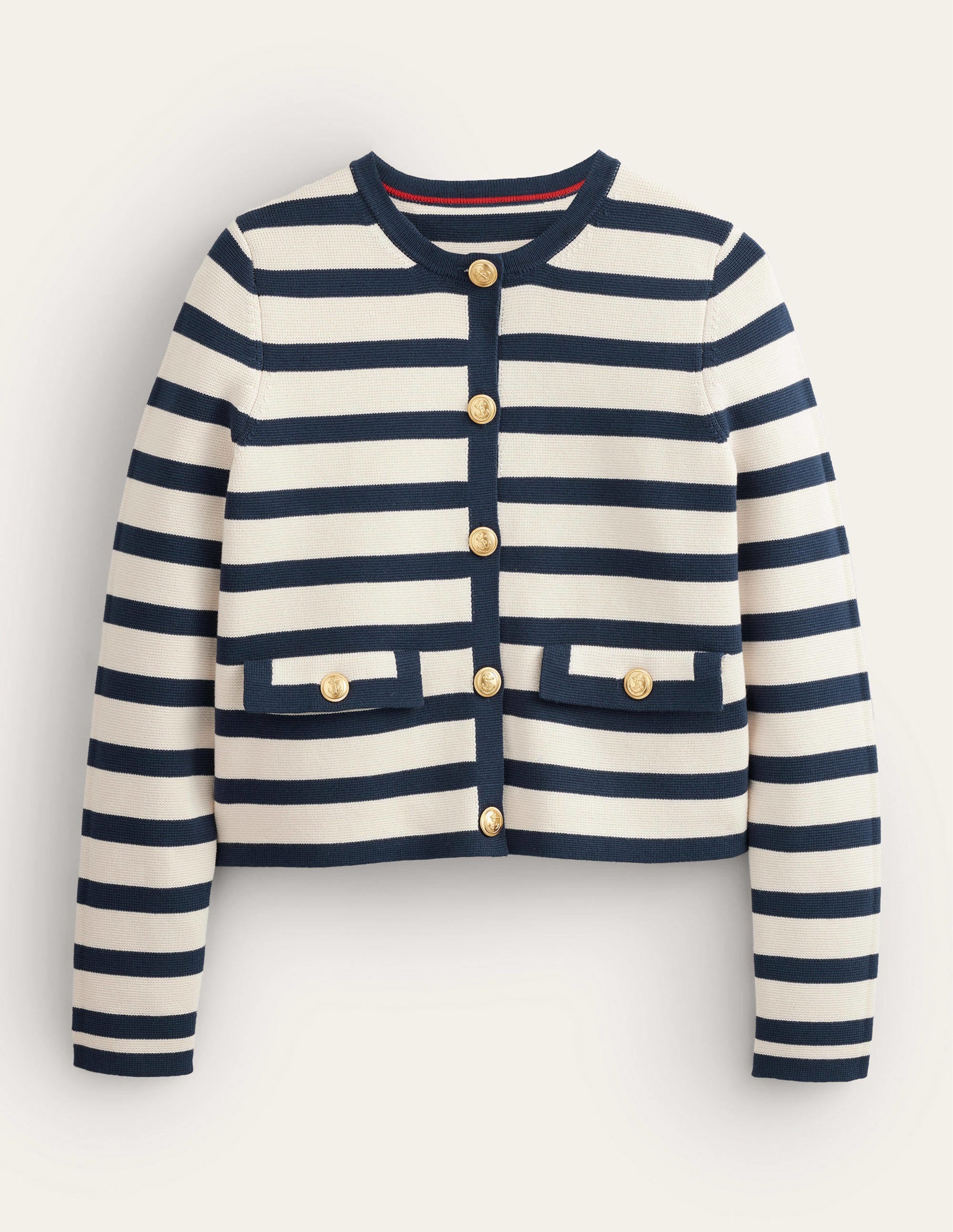 Holly Knitted Jacket-Ivory, Navy Stripe - Image 5