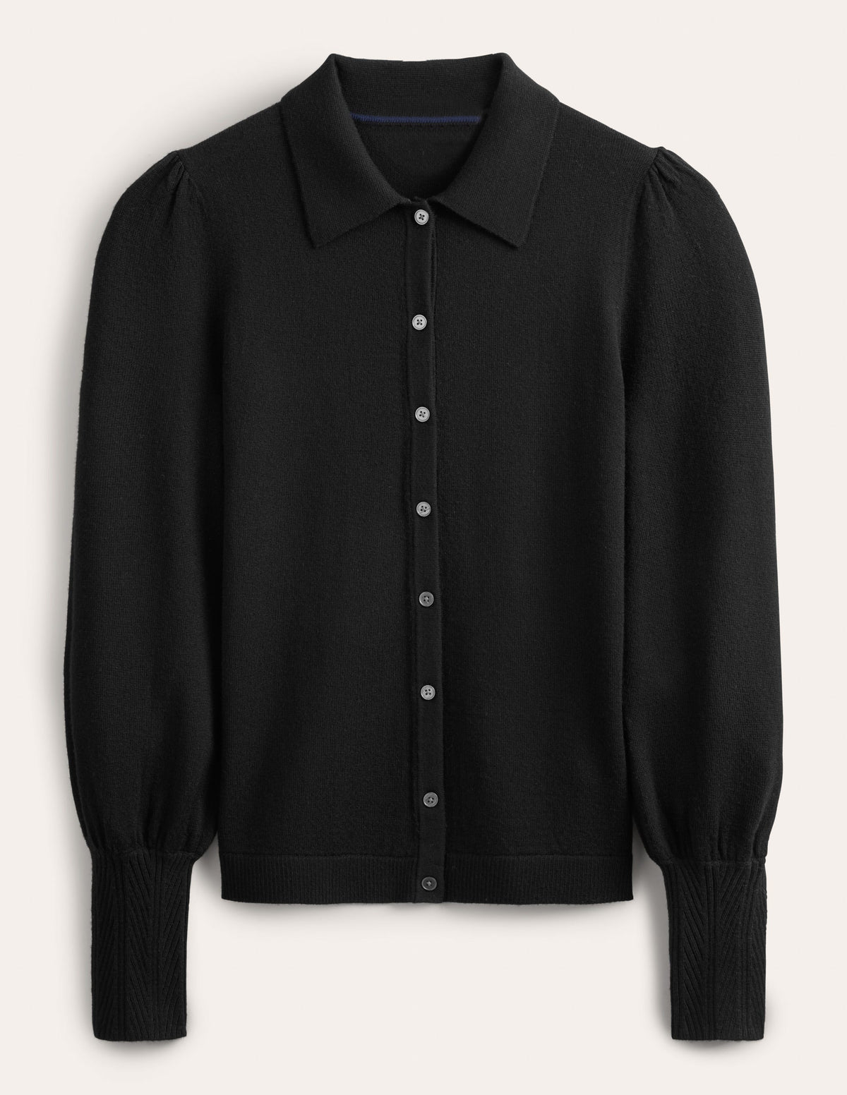 Merino Detail Cuff  Shirt-Black-5