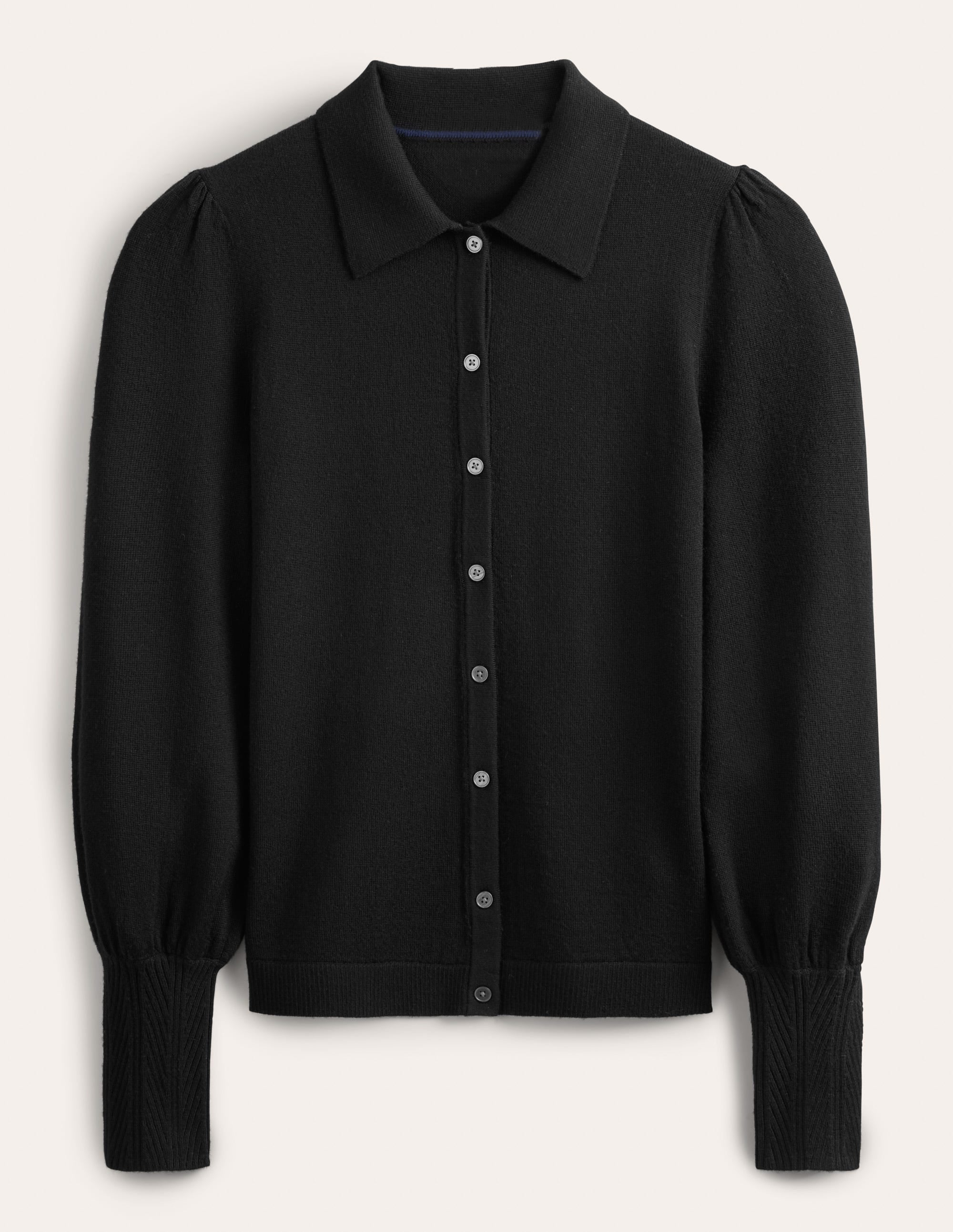 Merino Detail Cuff  Shirt-Black - Image 5
