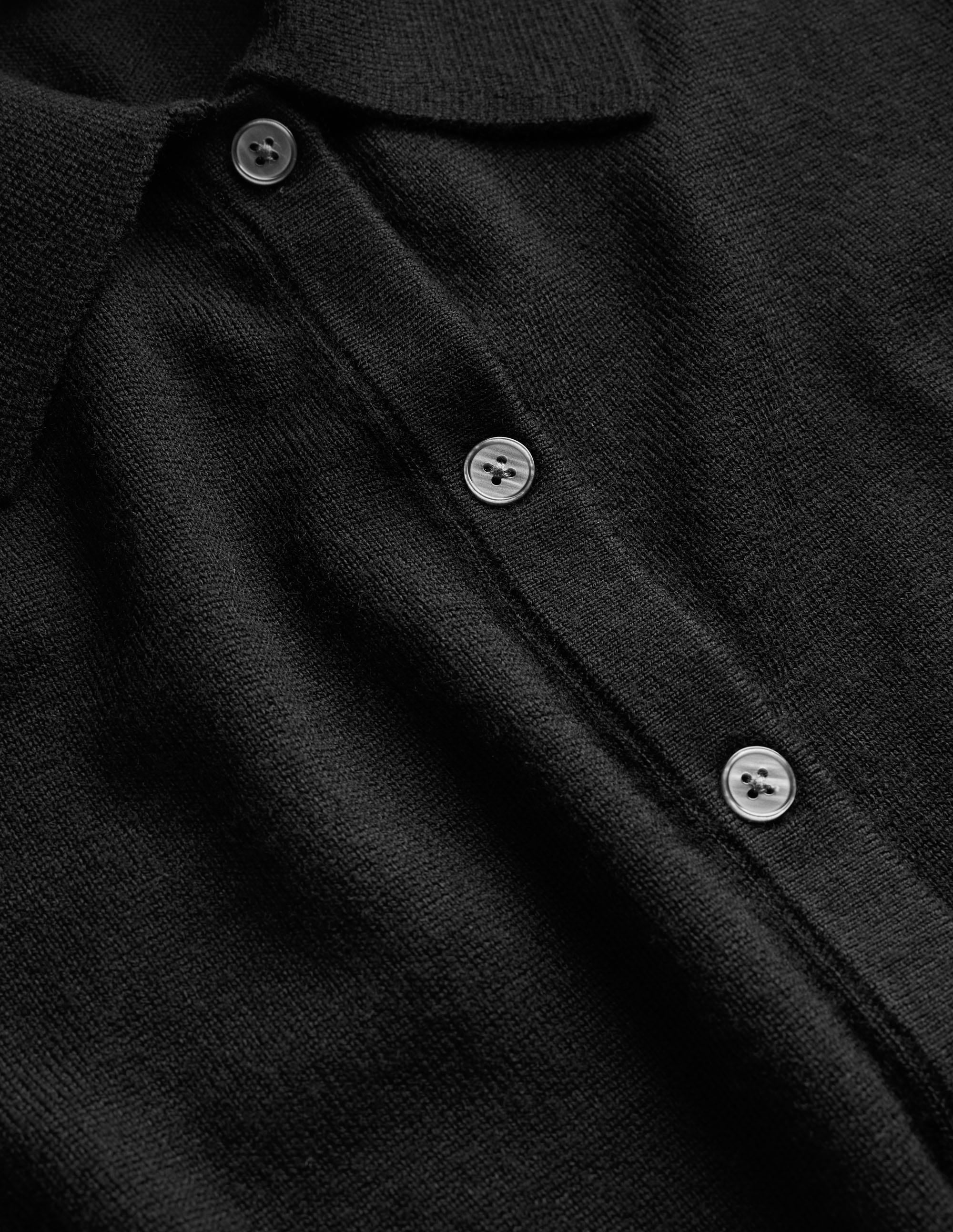 Merino Detail Cuff  Shirt-Black - Image 6