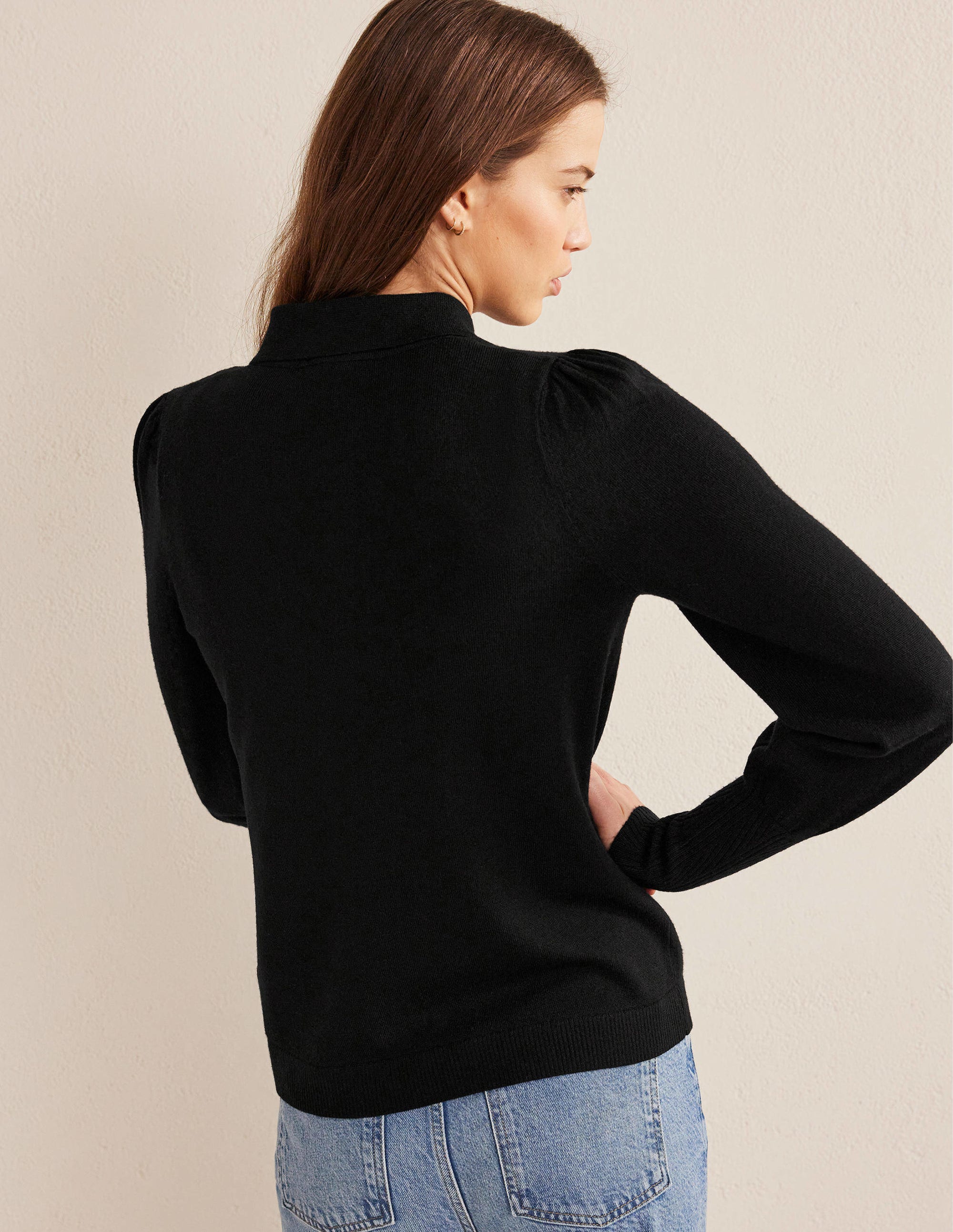 Merino Detail Cuff  Shirt-Black - Image 3