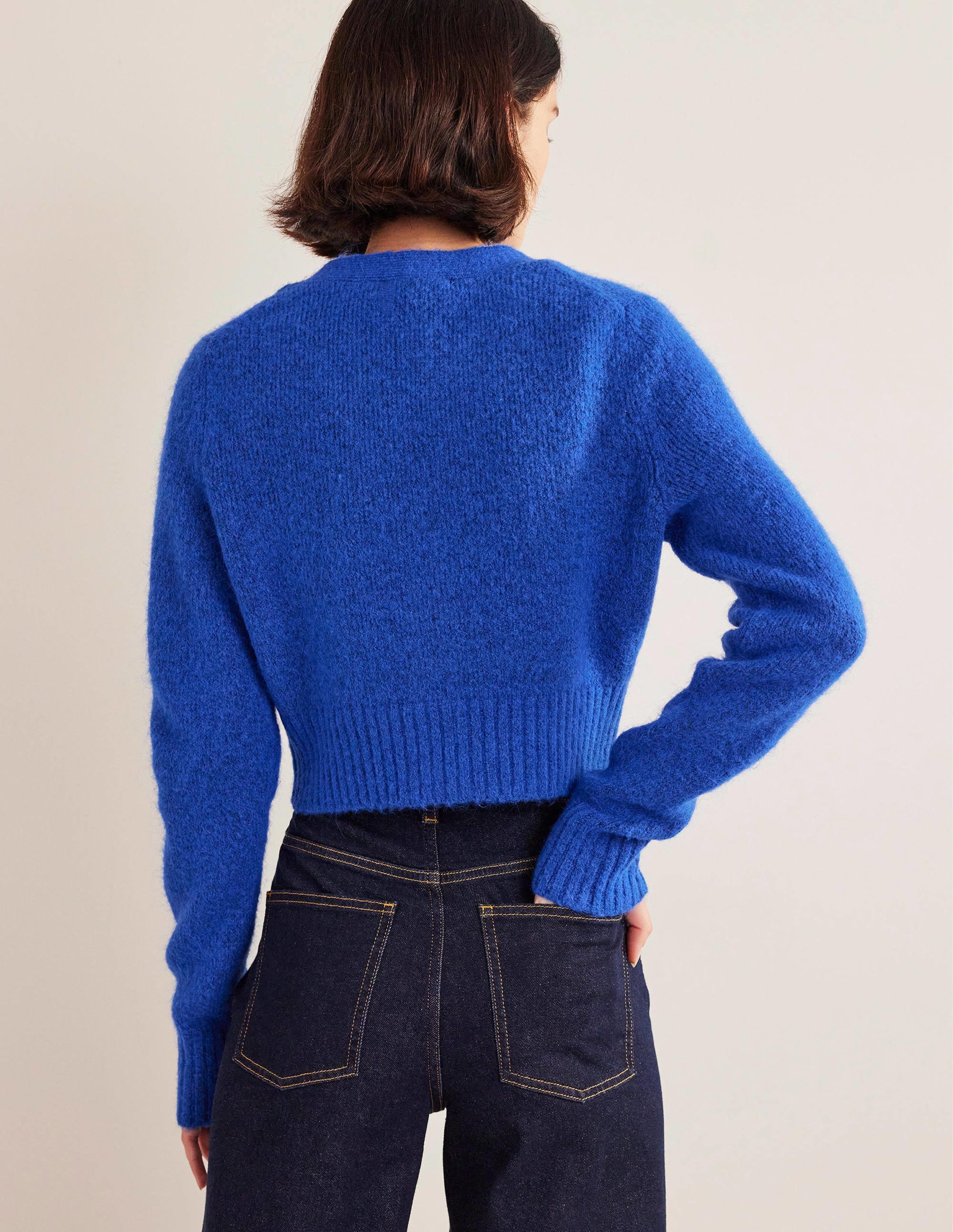 Fluffy Cropped V-Neck Cardigan-Summit - Image 3