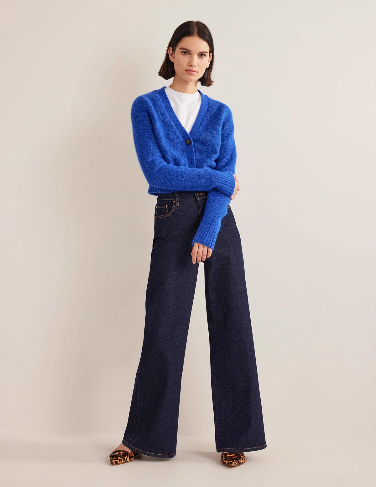 Fluffy Cropped V-Neck Cardigan-Summit - Image 4