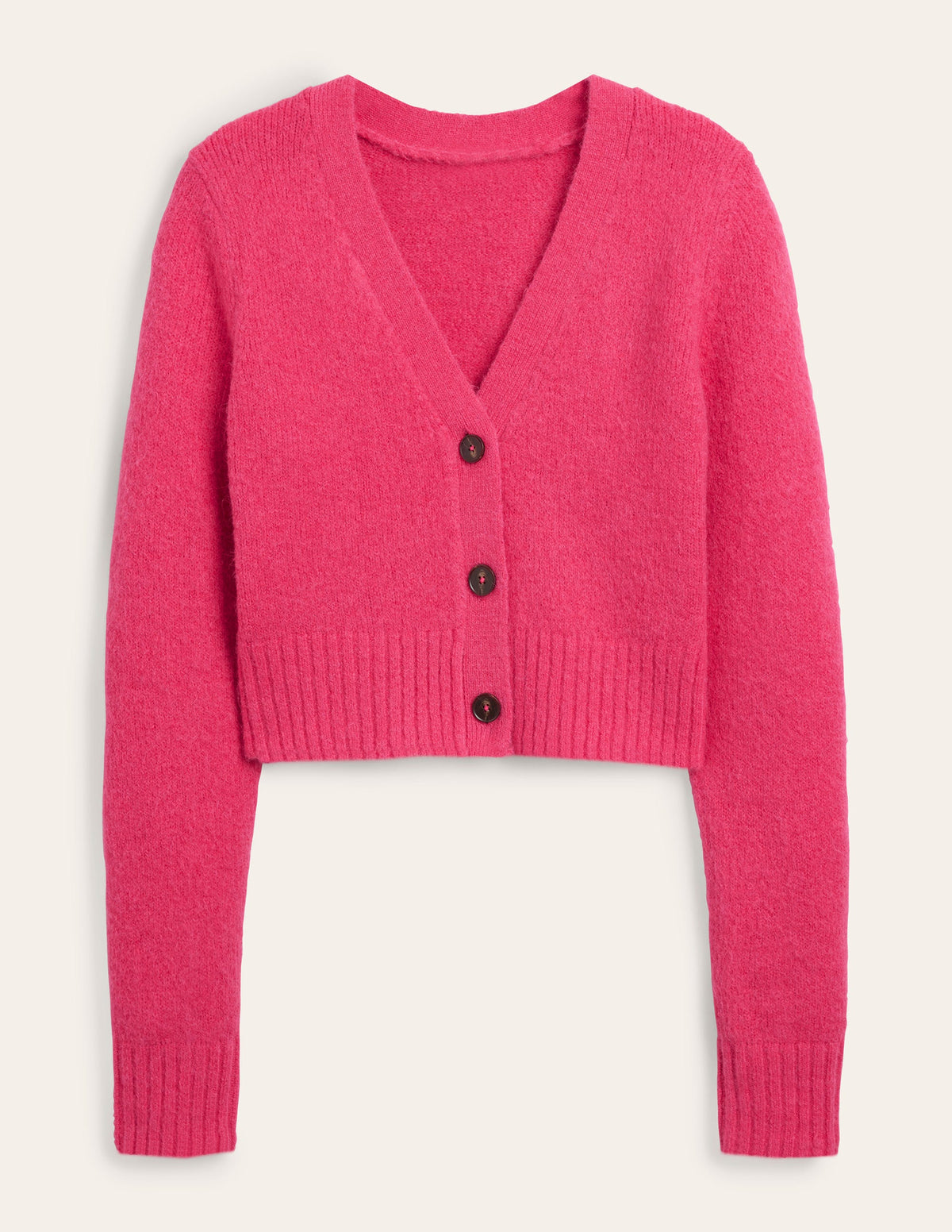 Fluffy Cropped V-Neck Cardigan-Virtual Pink-6