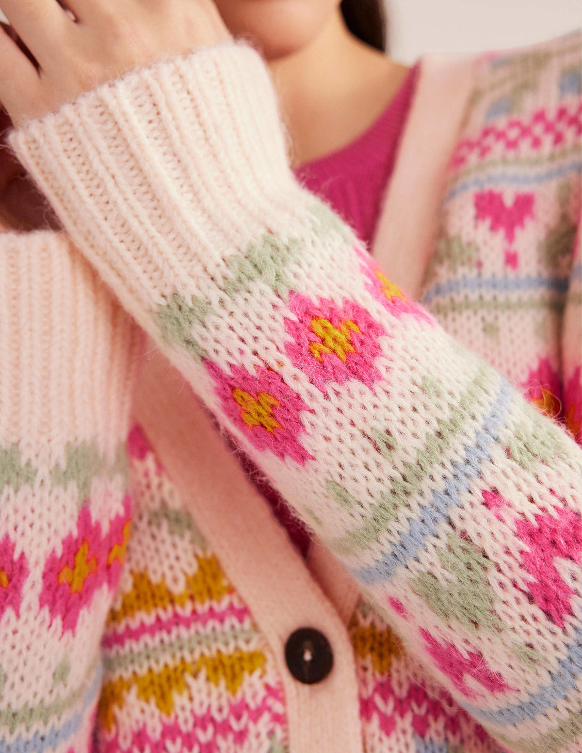 Fluffy Fair Isle Cardigan-Ivory, Multi Fairisle - Image 2