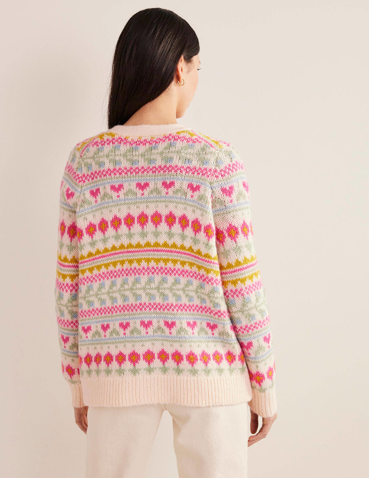 Fluffy Fair Isle Cardigan-Ivory, Multi Fairisle - Image 3