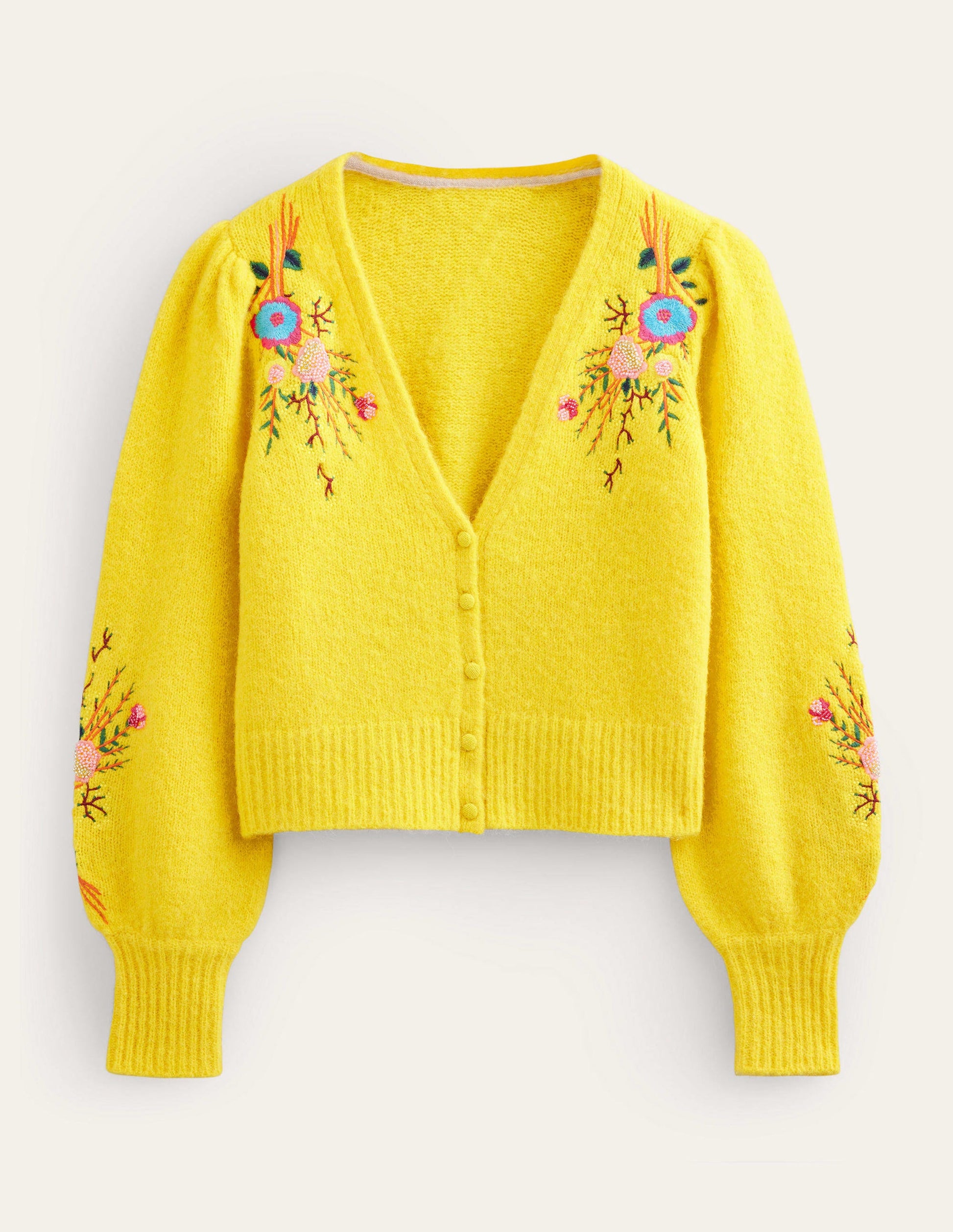 Fluffy Floral Detail Cardigan-Filigree Yellow Floral-6