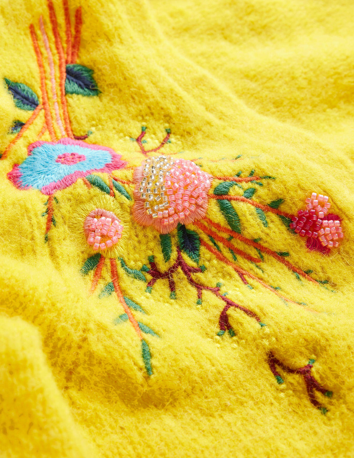 Fluffy Floral Detail Cardigan-Filigree Yellow Floral - Image 7