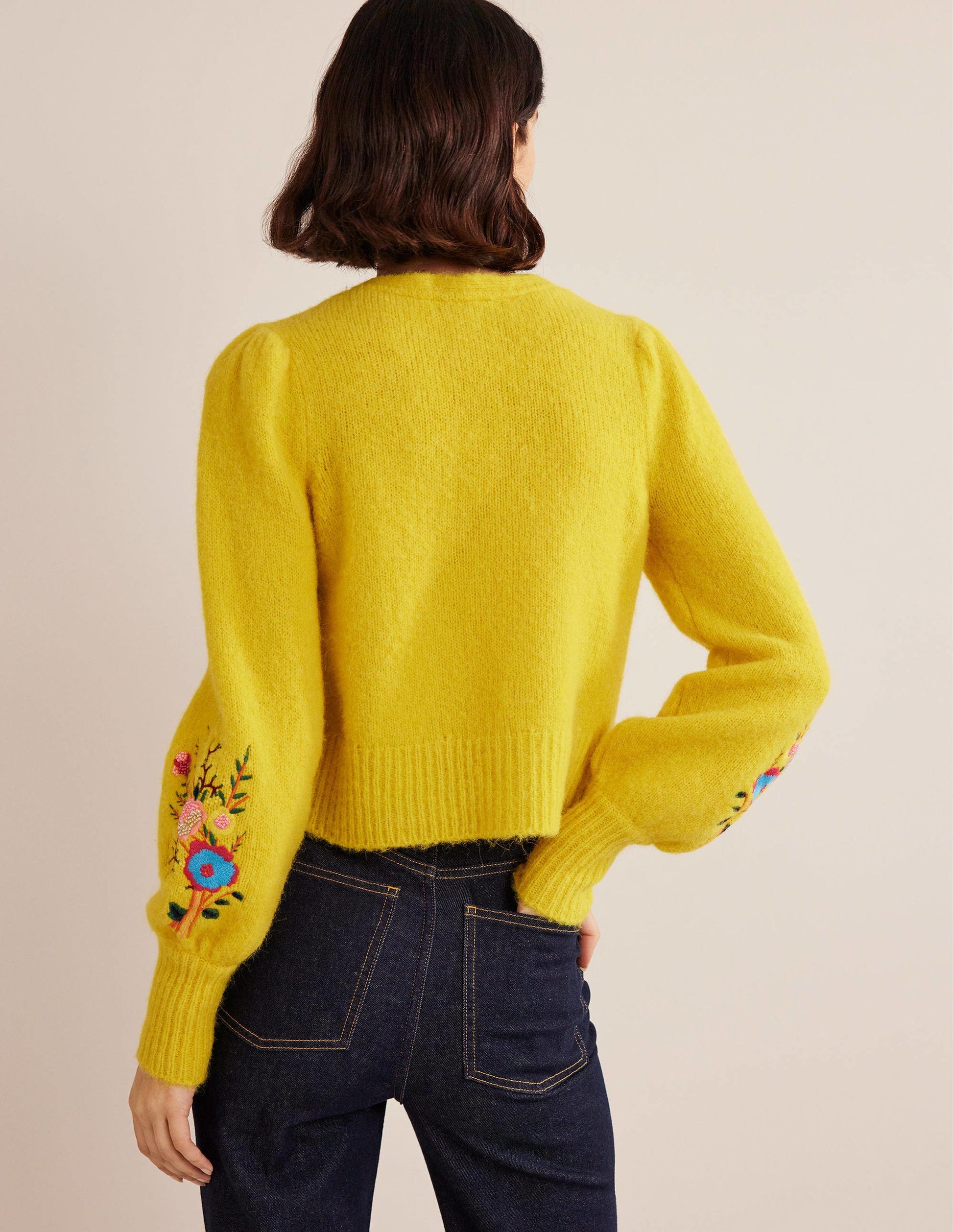 Fluffy Floral Detail Cardigan-Filigree Yellow Floral-3