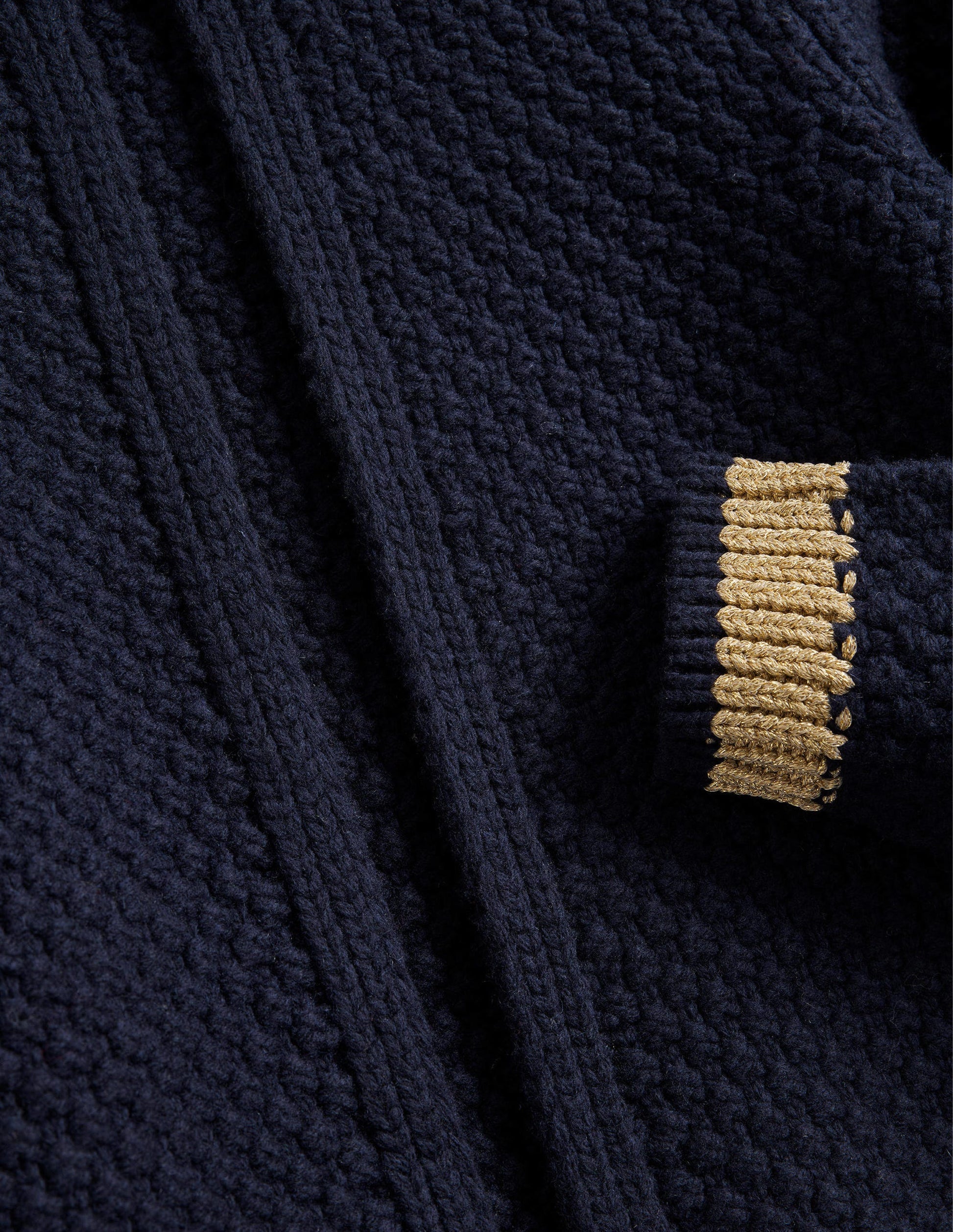 Textured Chunky Wool Cardigan-Navy, Gold-7