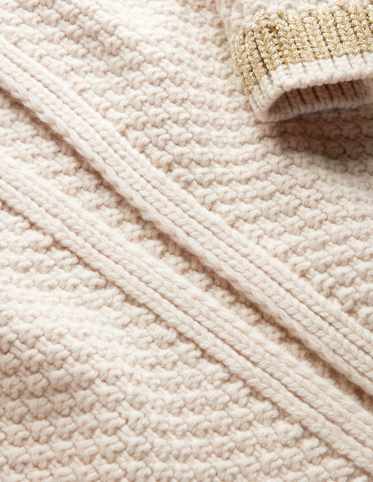 Textured Chunky Wool Cardigan-Shearling, Gold - Image 8