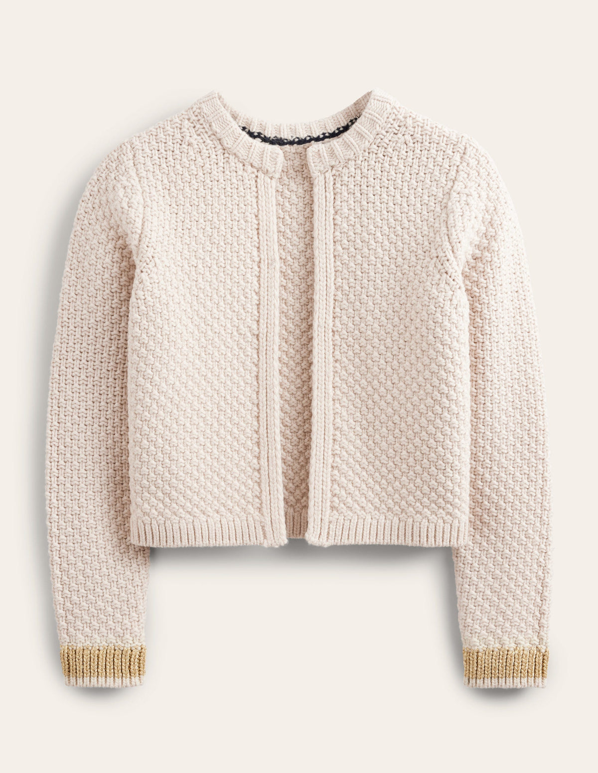 Textured Chunky Wool Cardigan-Shearling, Gold - Image 7