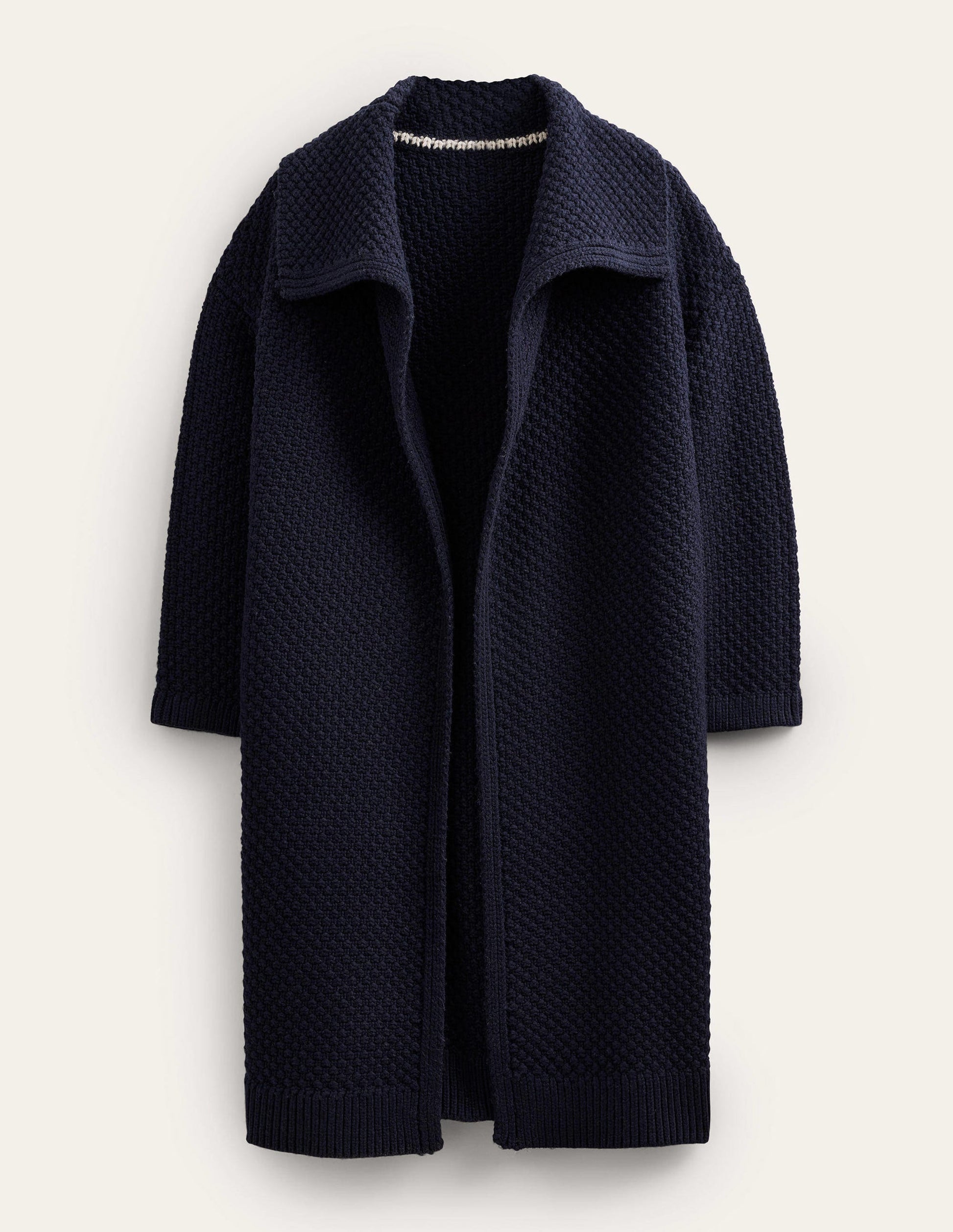 Textured Chunky Wool Coatigan-Navy-5