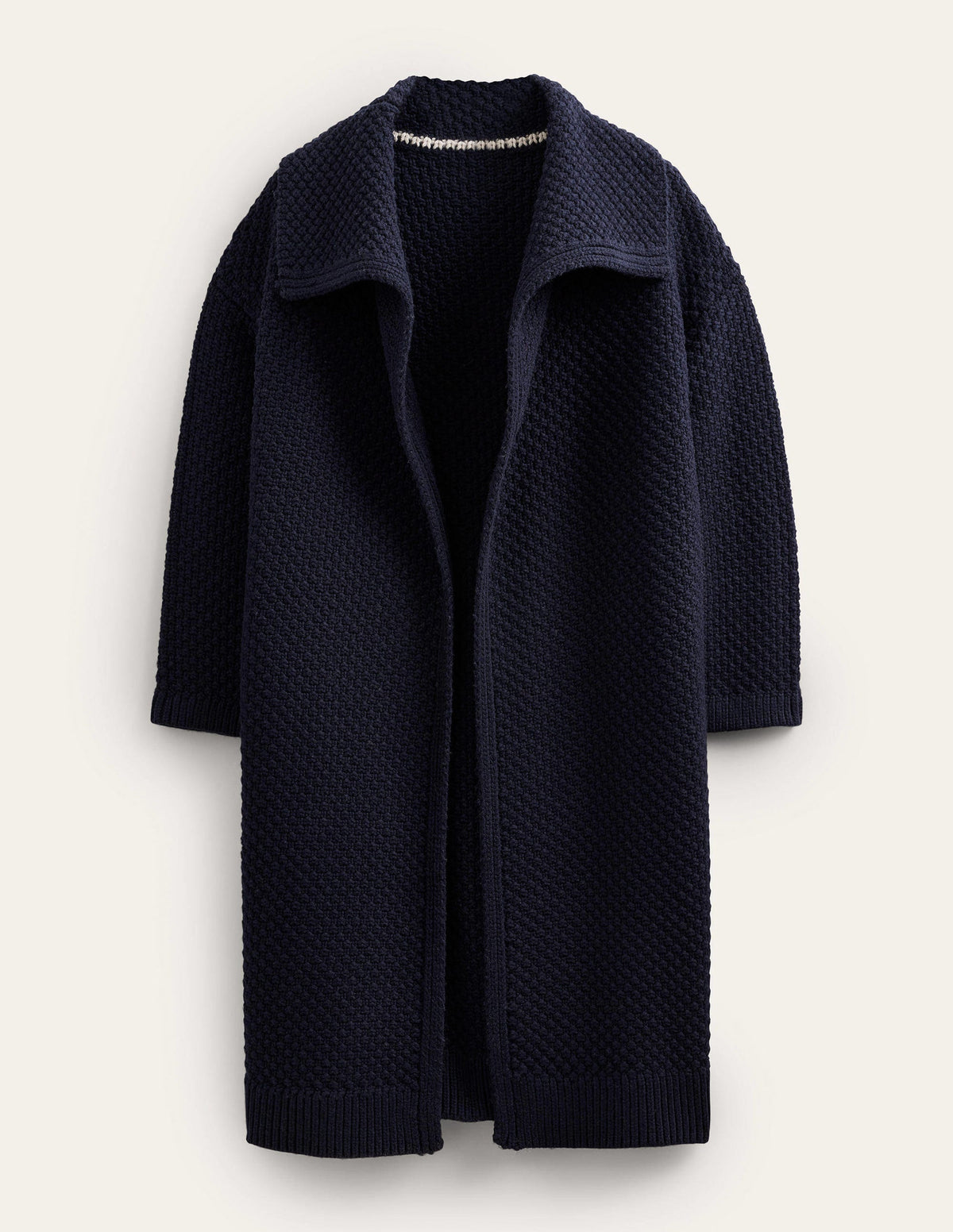 Textured Chunky Wool Coatigan-Navy - Image 5