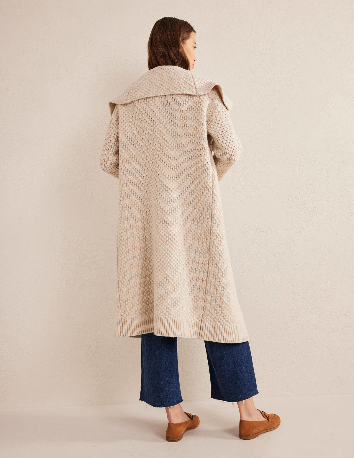 Textured Chunky Wool Coatigan-Shearling - Image 3