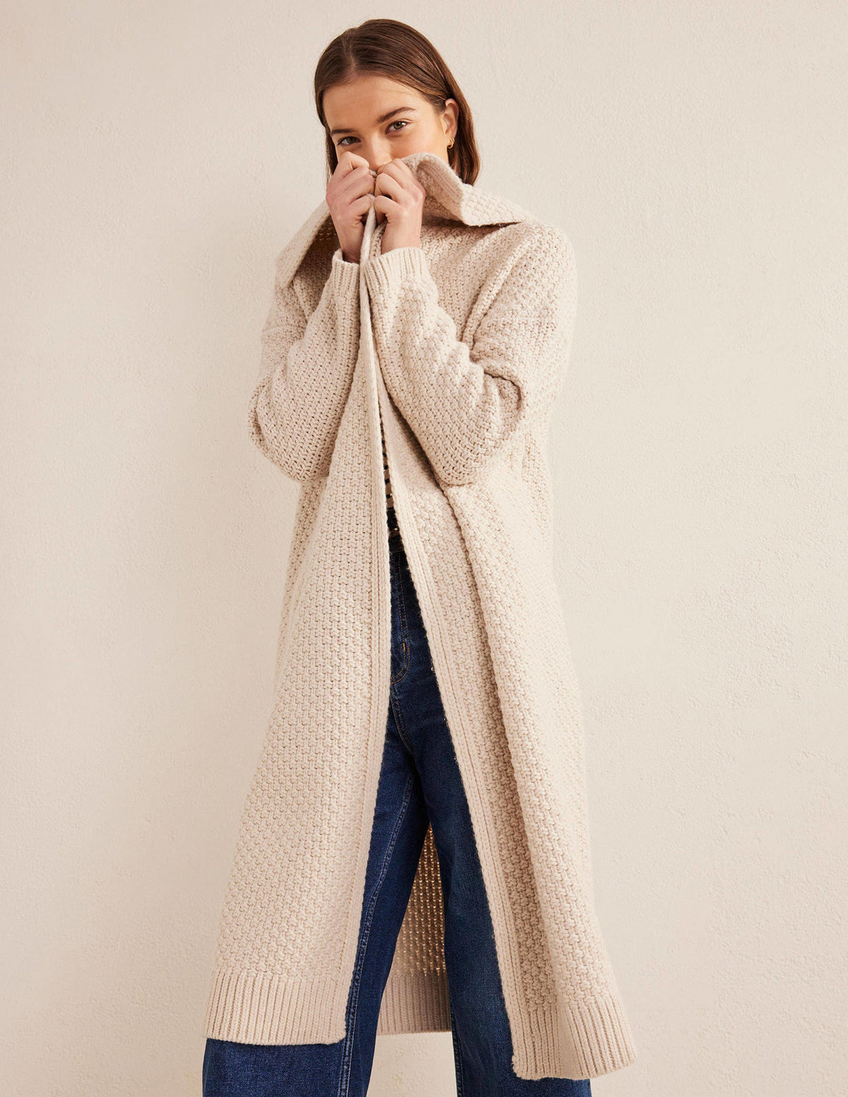 Textured Chunky Wool Coatigan-Shearling - Image 5