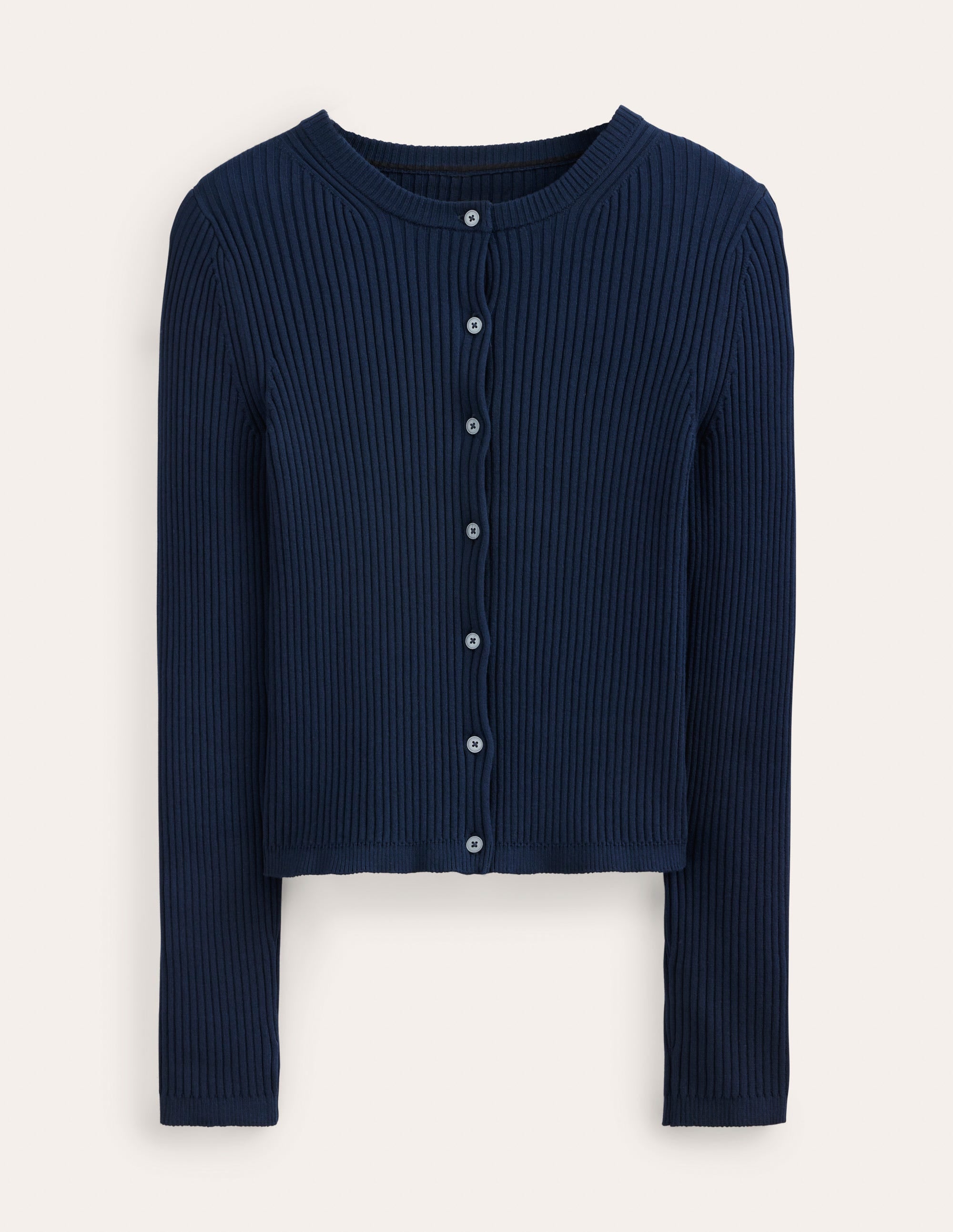 Ribbed Detail Cardigan-Navy - Image 5