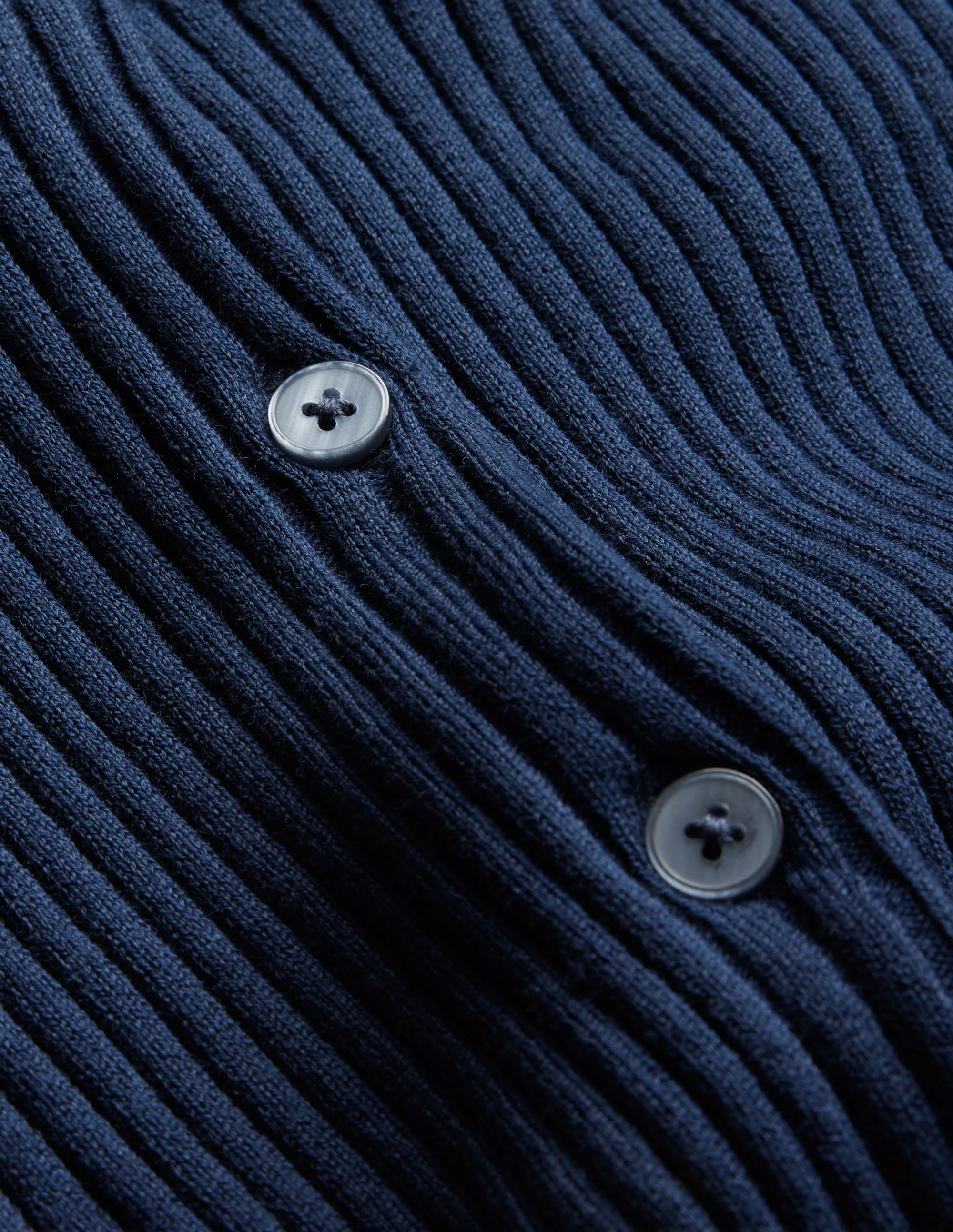 Ribbed Detail Cardigan-Navy - Image 6