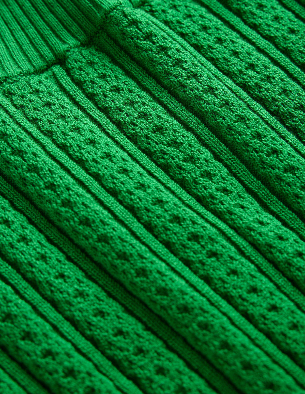 Ribbed Pointelle High Neck Top-Green Bee - Image 6