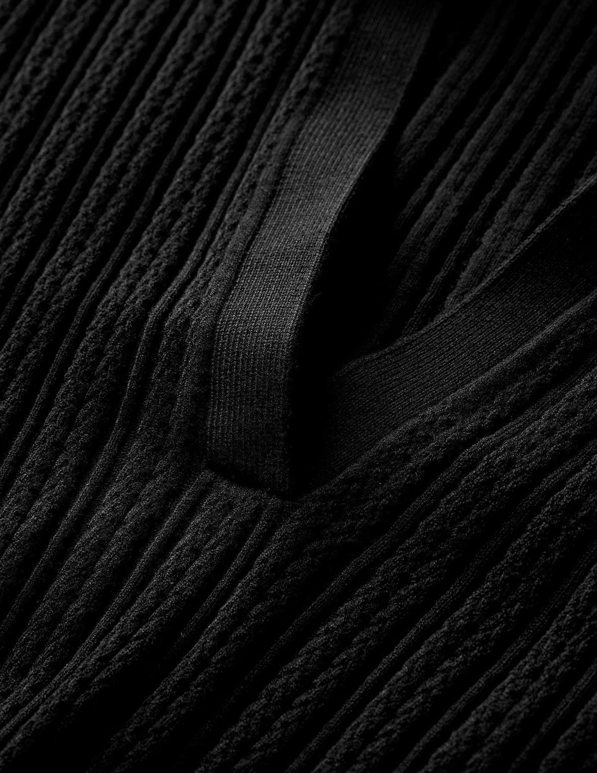 Ribbed Pointelle Collared Top-Black-6