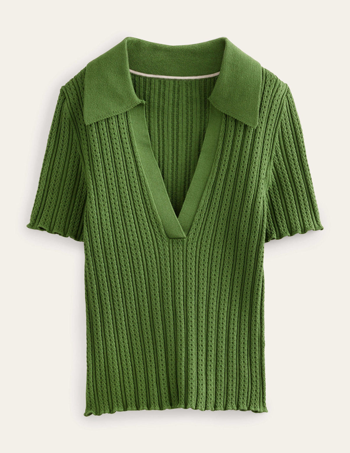 Ribbed Pointelle Collared Top-Park Ranger-5