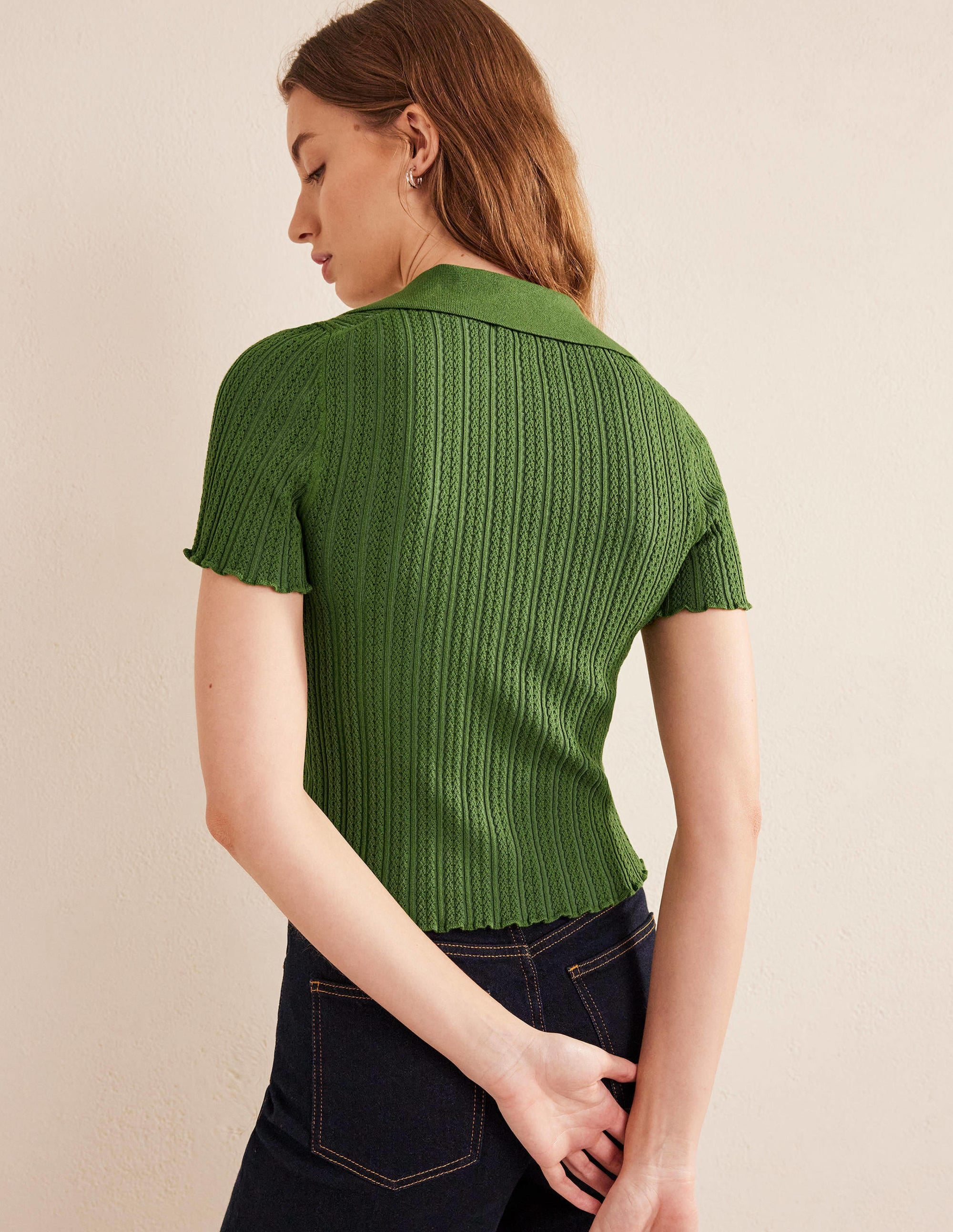 Ribbed Pointelle Collared Top-Park Ranger - Image 3