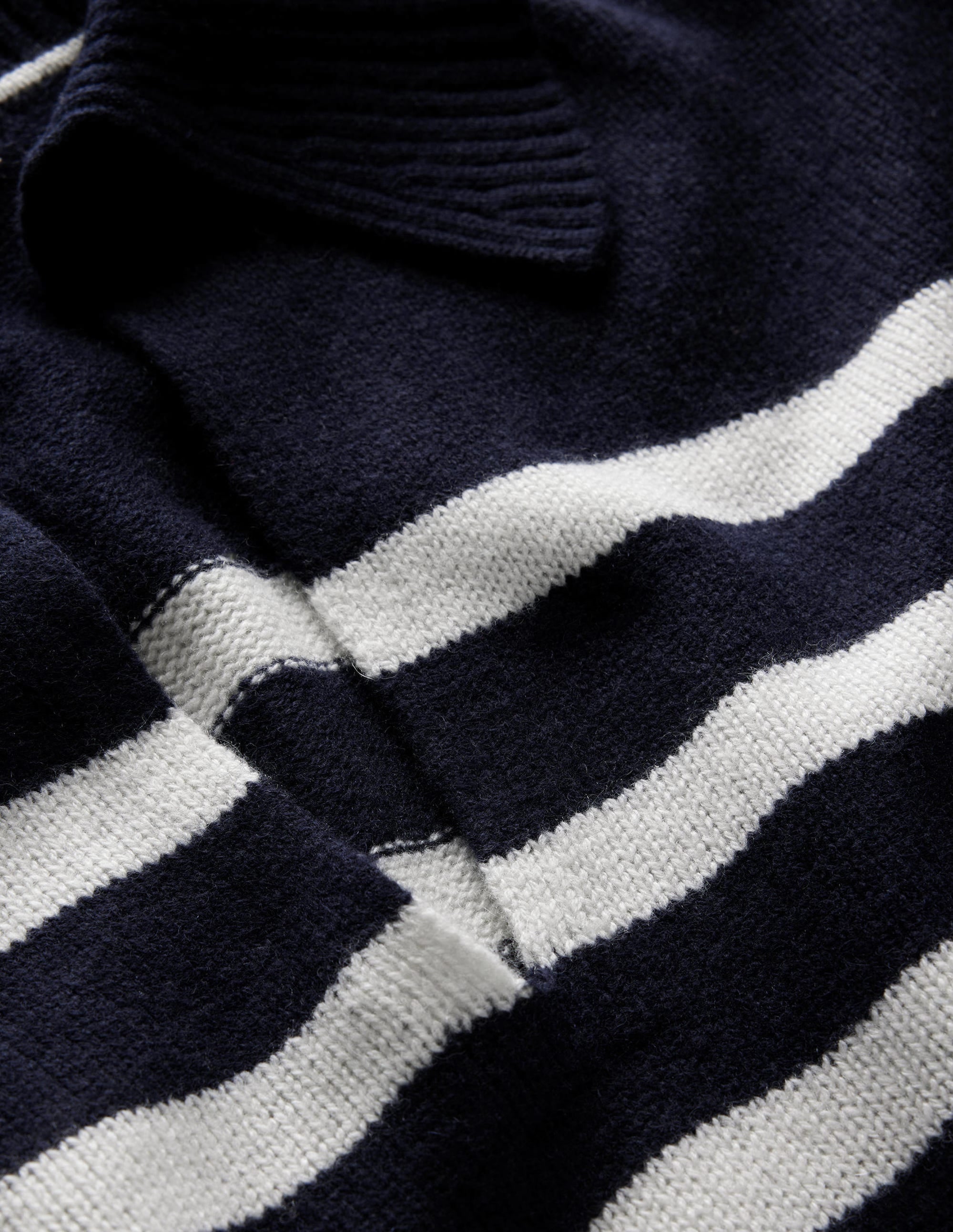 Collared Cashmere Jumper-Navy, Ivory Stripe - Image 8