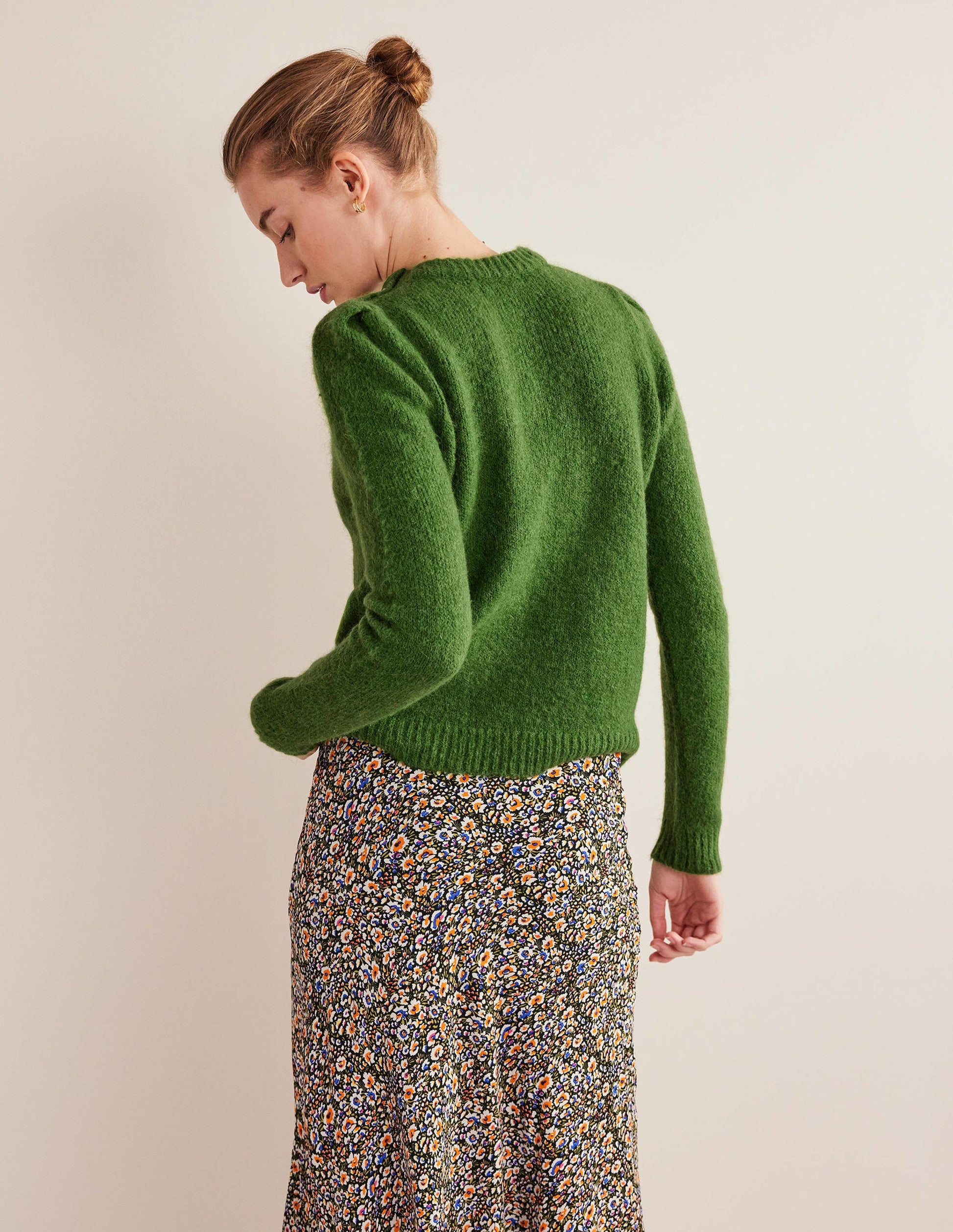 Fluffy Button Shoulder Jumper-Broad Bean-3
