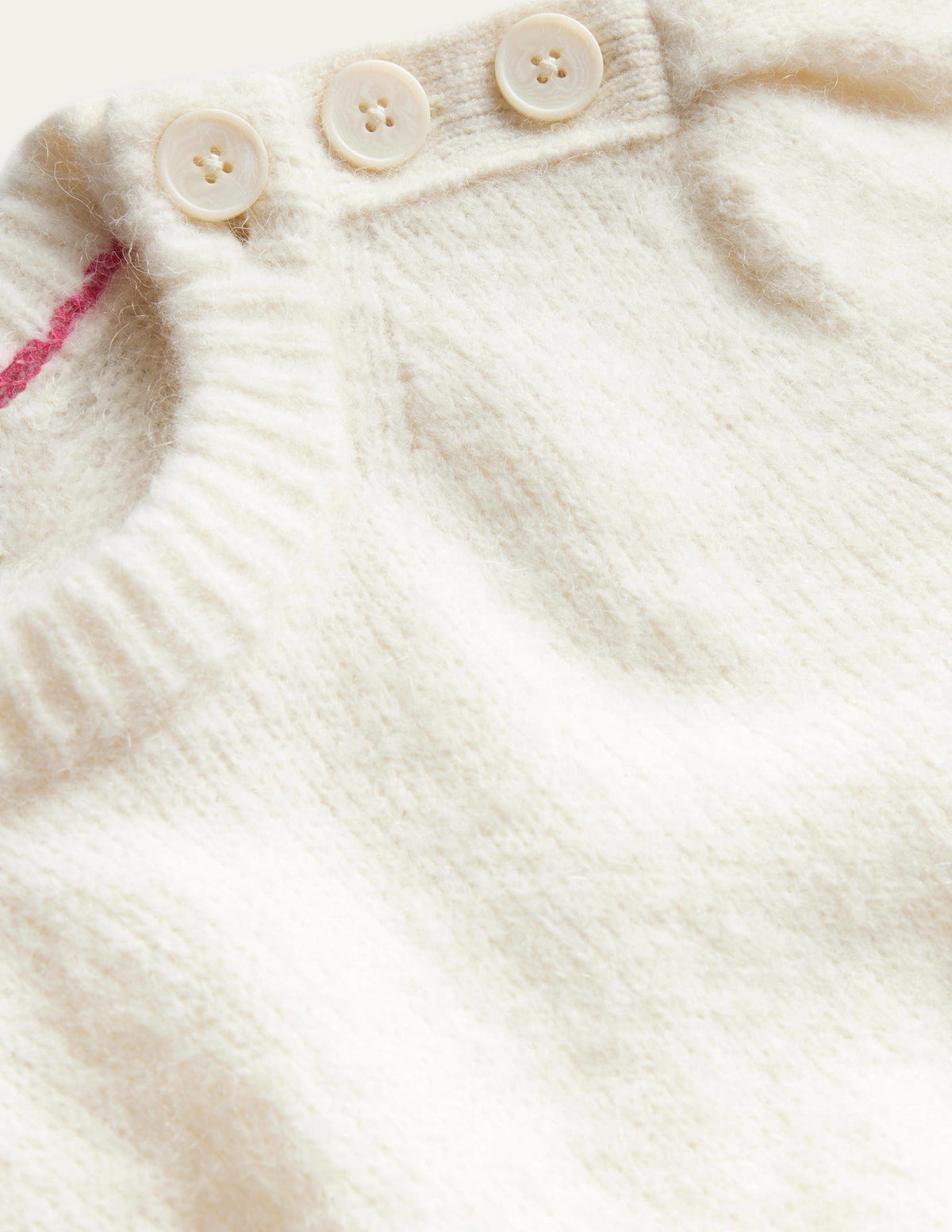 Fluffy Button Shoulder Jumper-Warm Ivory - Image 6