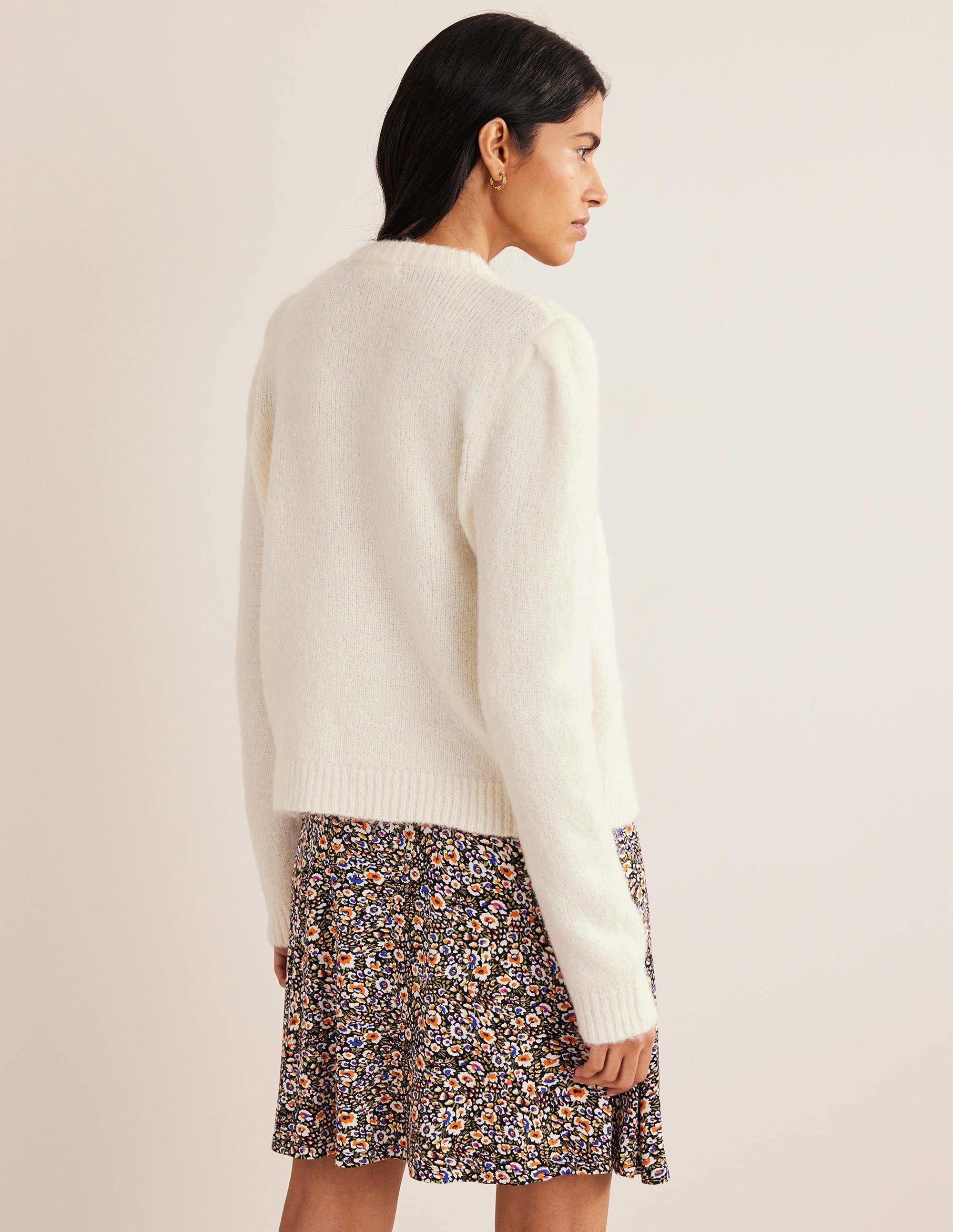 Fluffy Button Shoulder Jumper-Warm Ivory - Image 3