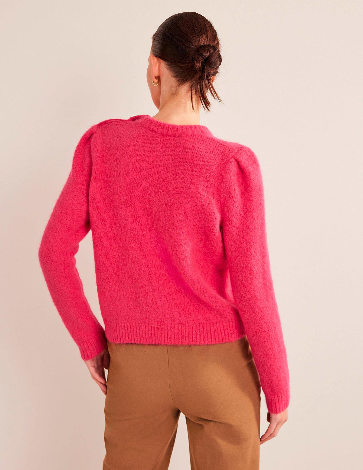 Fluffy Button Shoulder Jumper-Virtual Pink-3