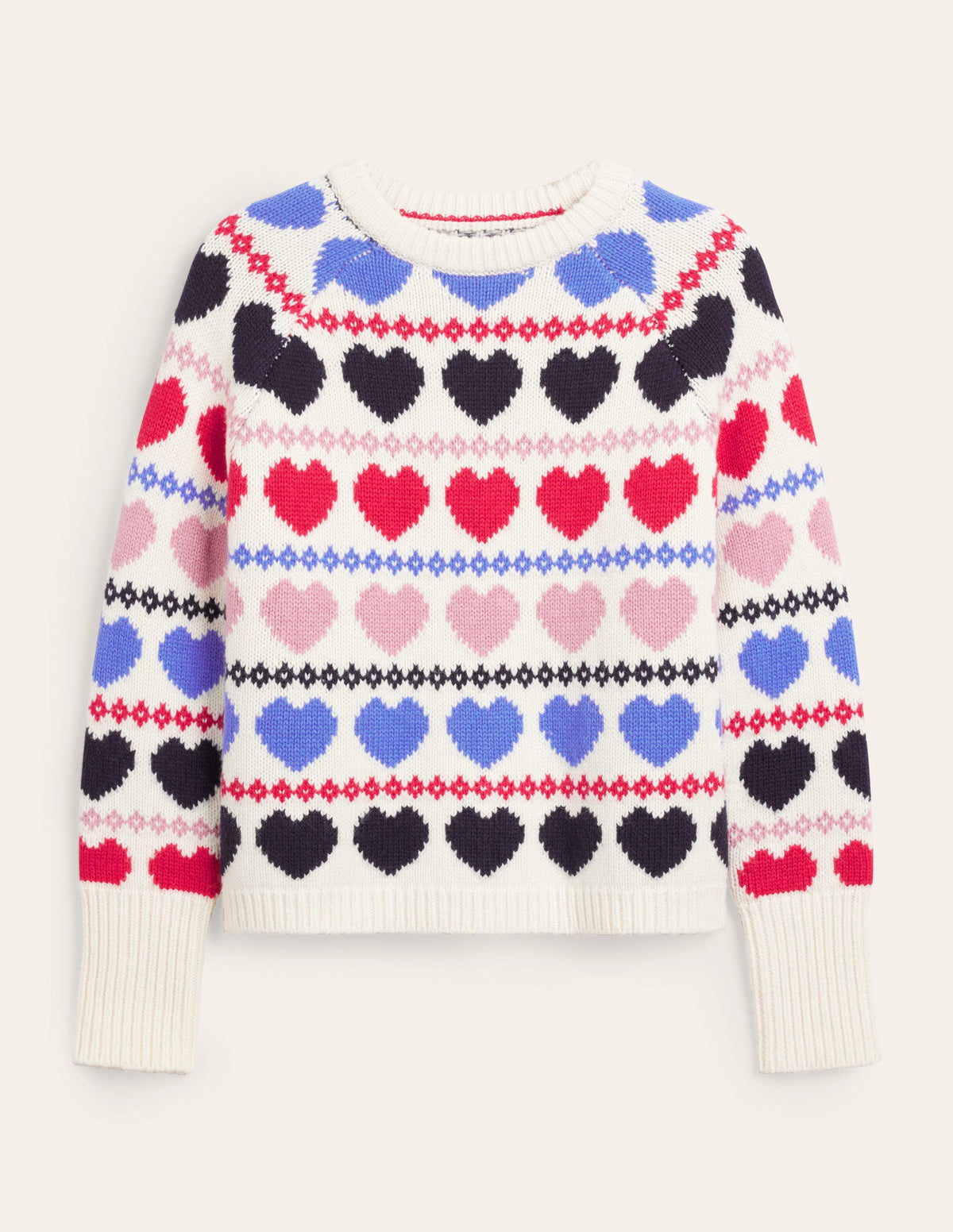Chunky Fair Isle Jumper-Ivory Heart Fairisle - Image 5