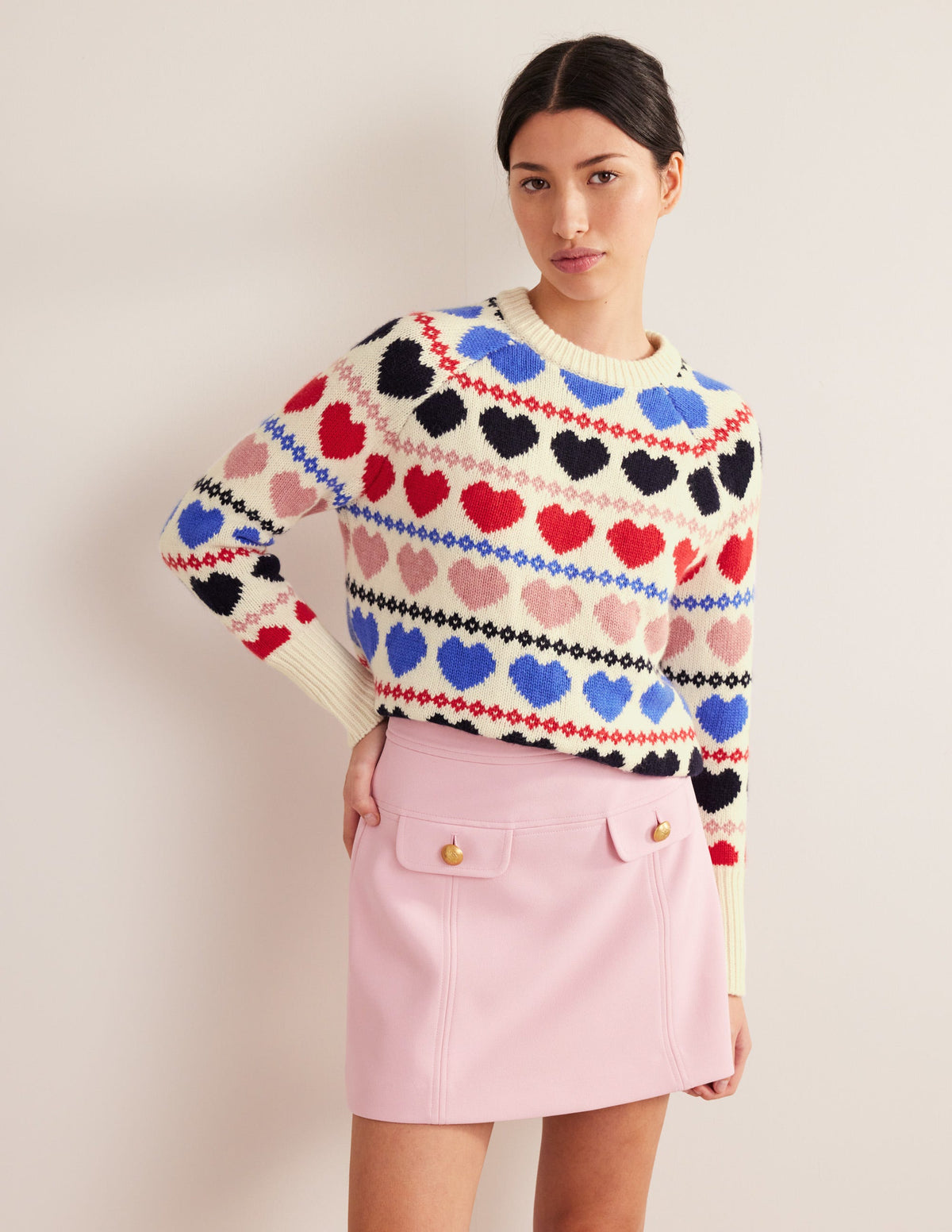 Chunky Fair Isle Jumper-Ivory Heart Fairisle - Image 1