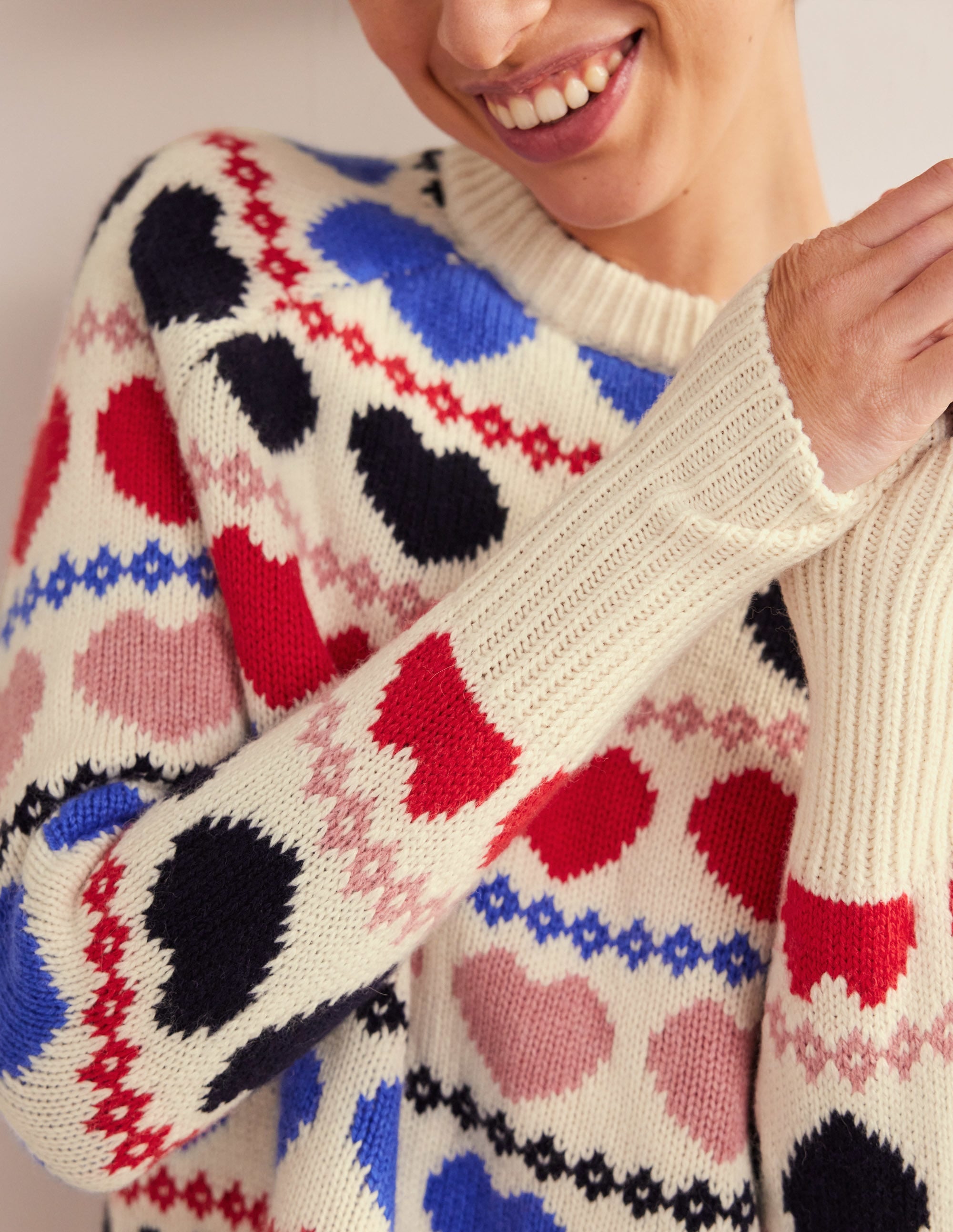 Chunky Fair Isle Jumper-Ivory Heart Fairisle - Image 2