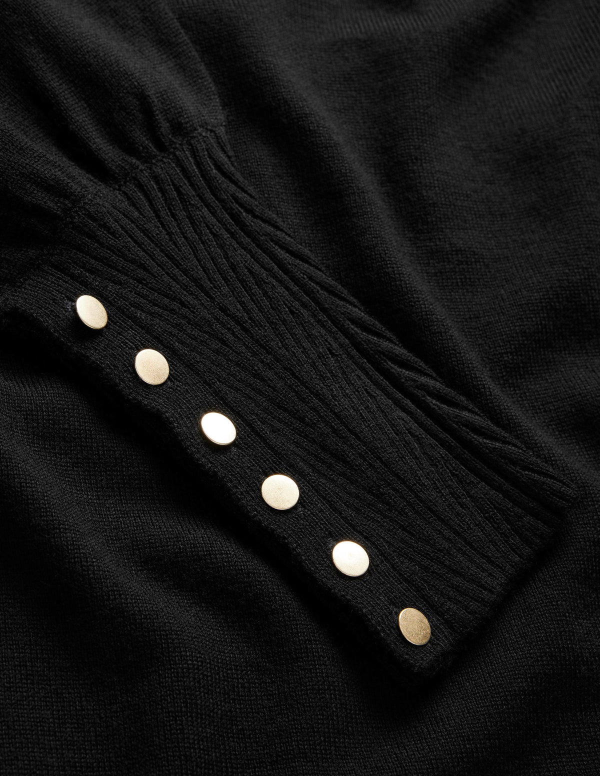 Button Cuff Merino Jumper-Black - Image 6