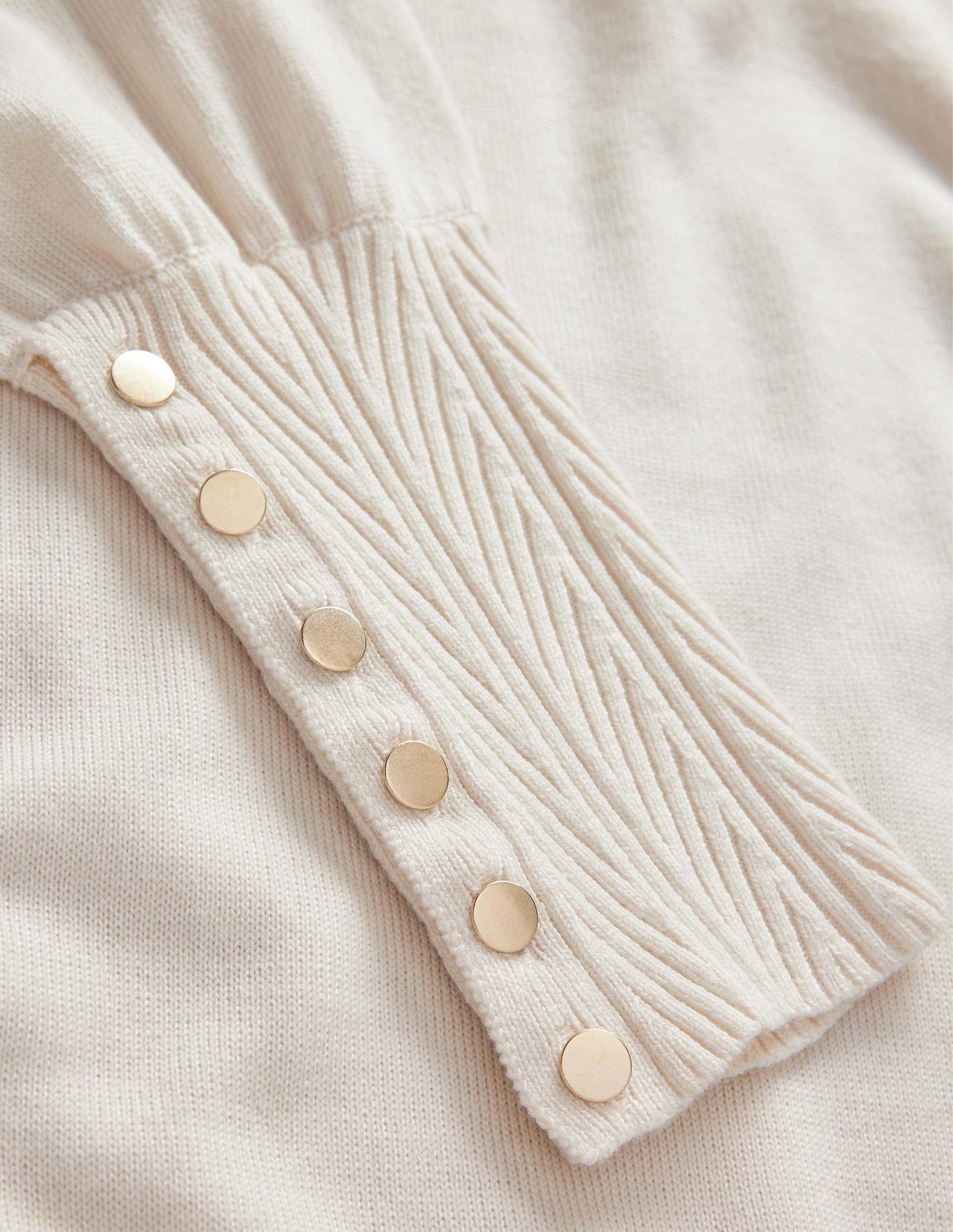 Button Cuff Merino Jumper-Warm Ivory-6