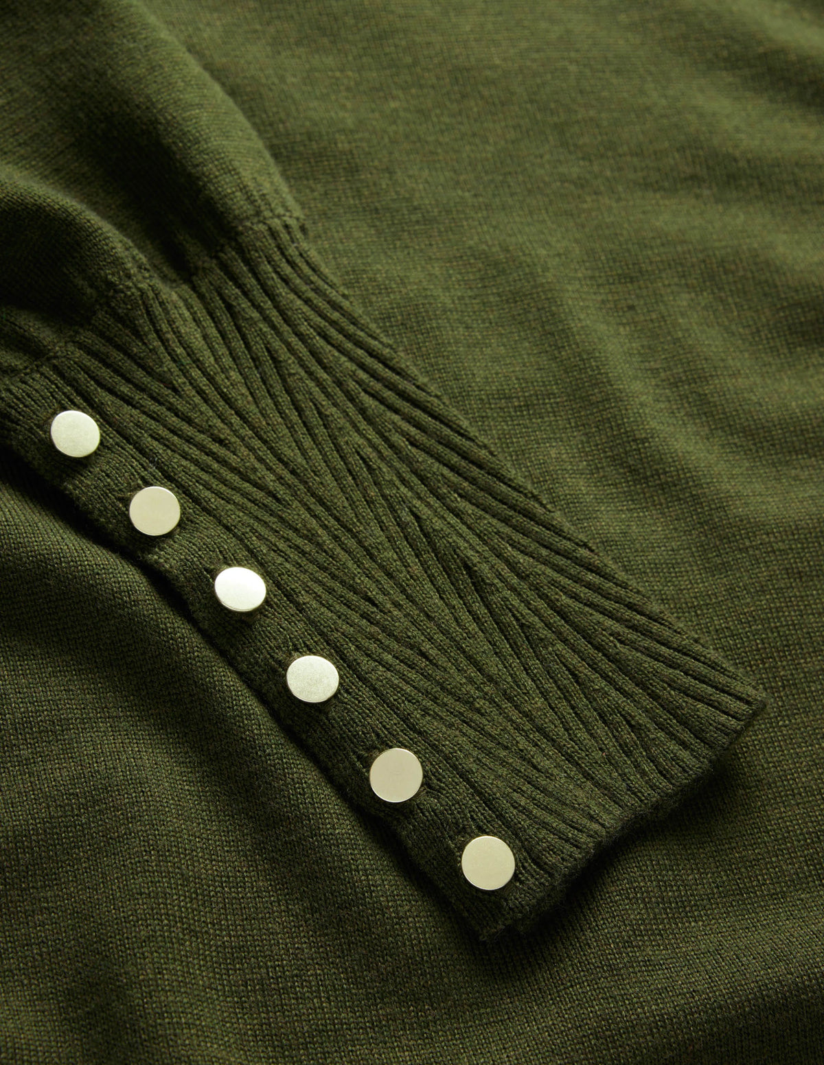 Button Cuff Merino Jumper-Khaki-7