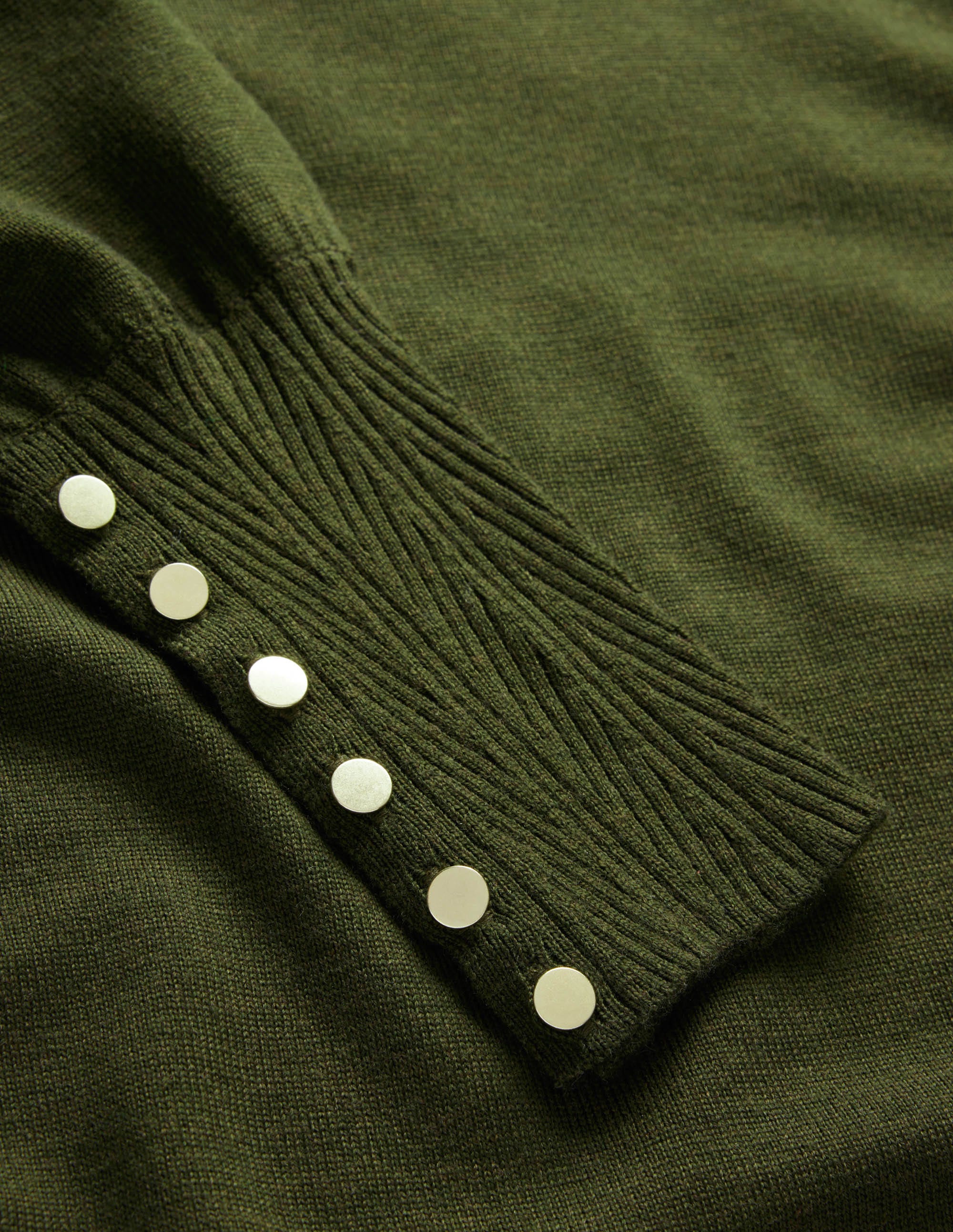 Button Cuff Merino Jumper-Khaki - Image 7
