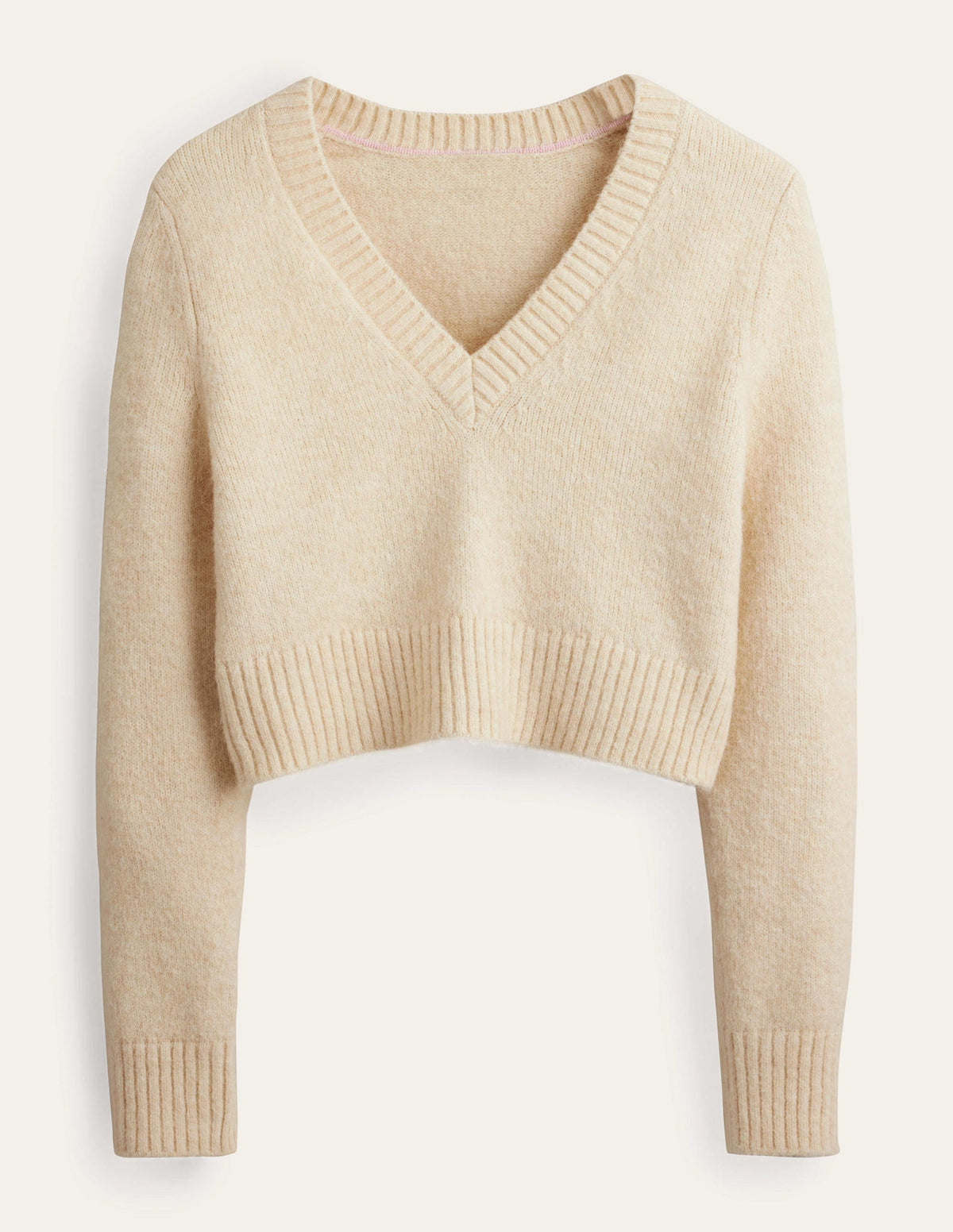 Fluffy Cropped V-Neck Jumper-Rope-6