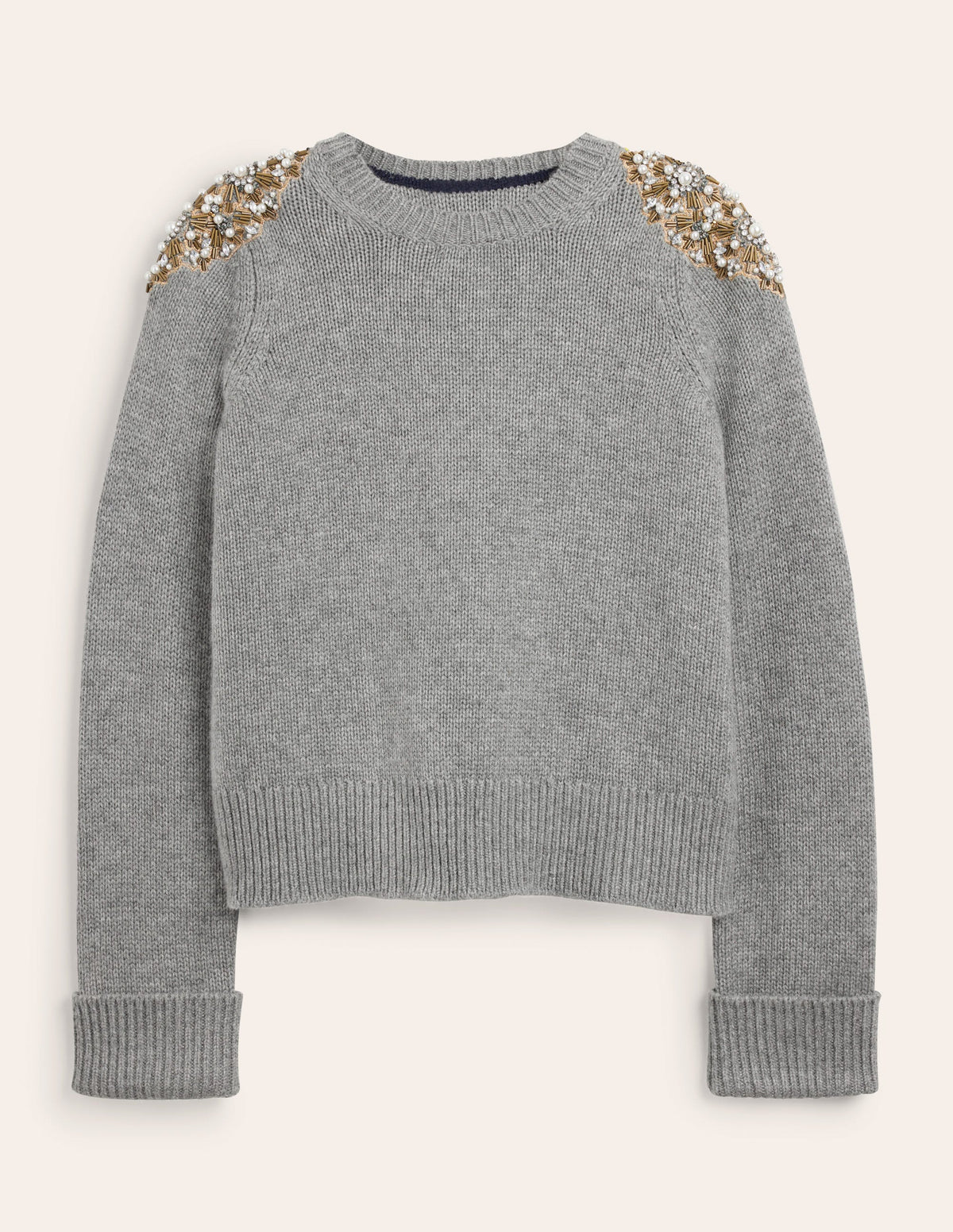 Embellished Jumper-Grey Melange Embellishment - Image 5