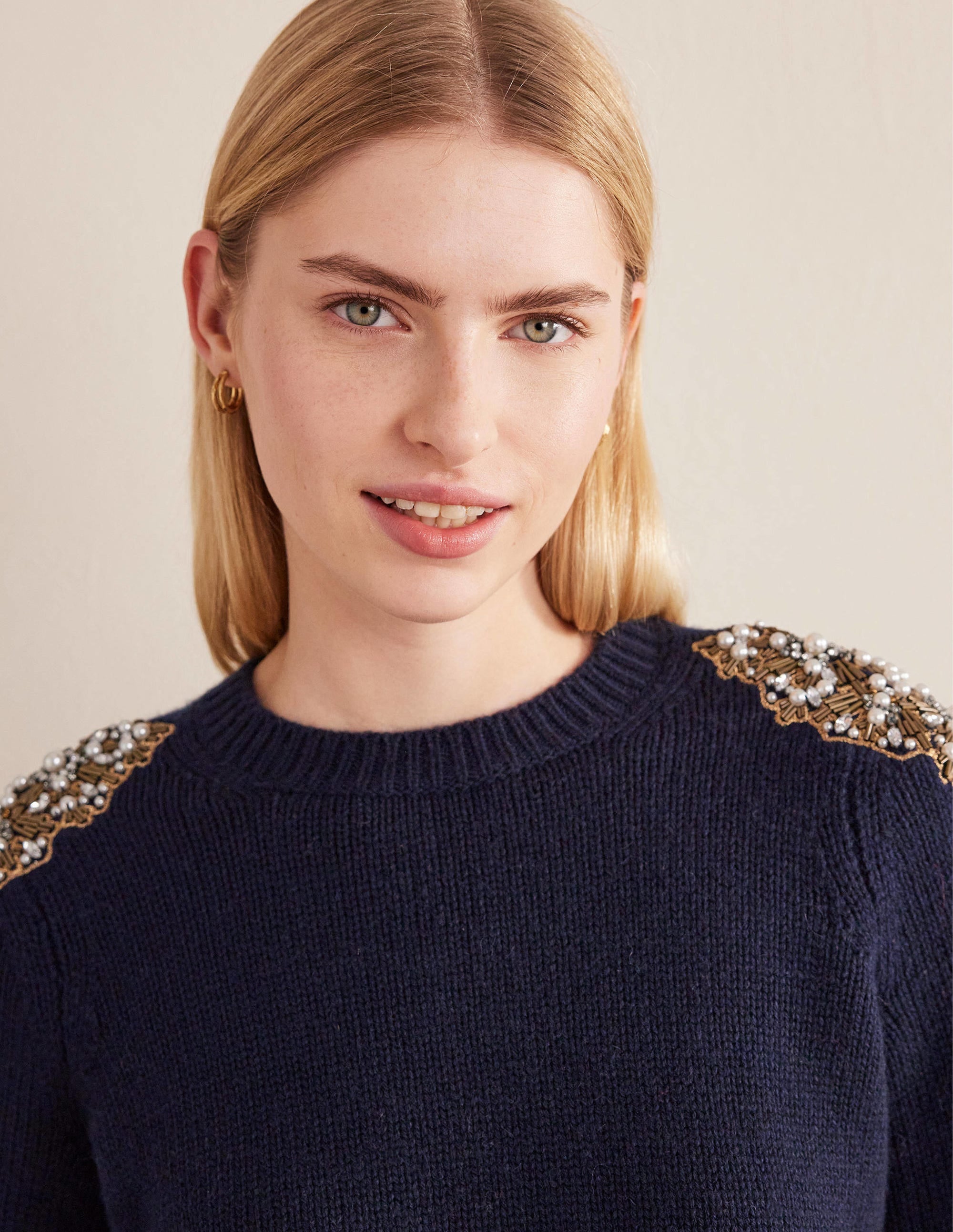 Embellished Jumper-Navy Embellishment - Image 2