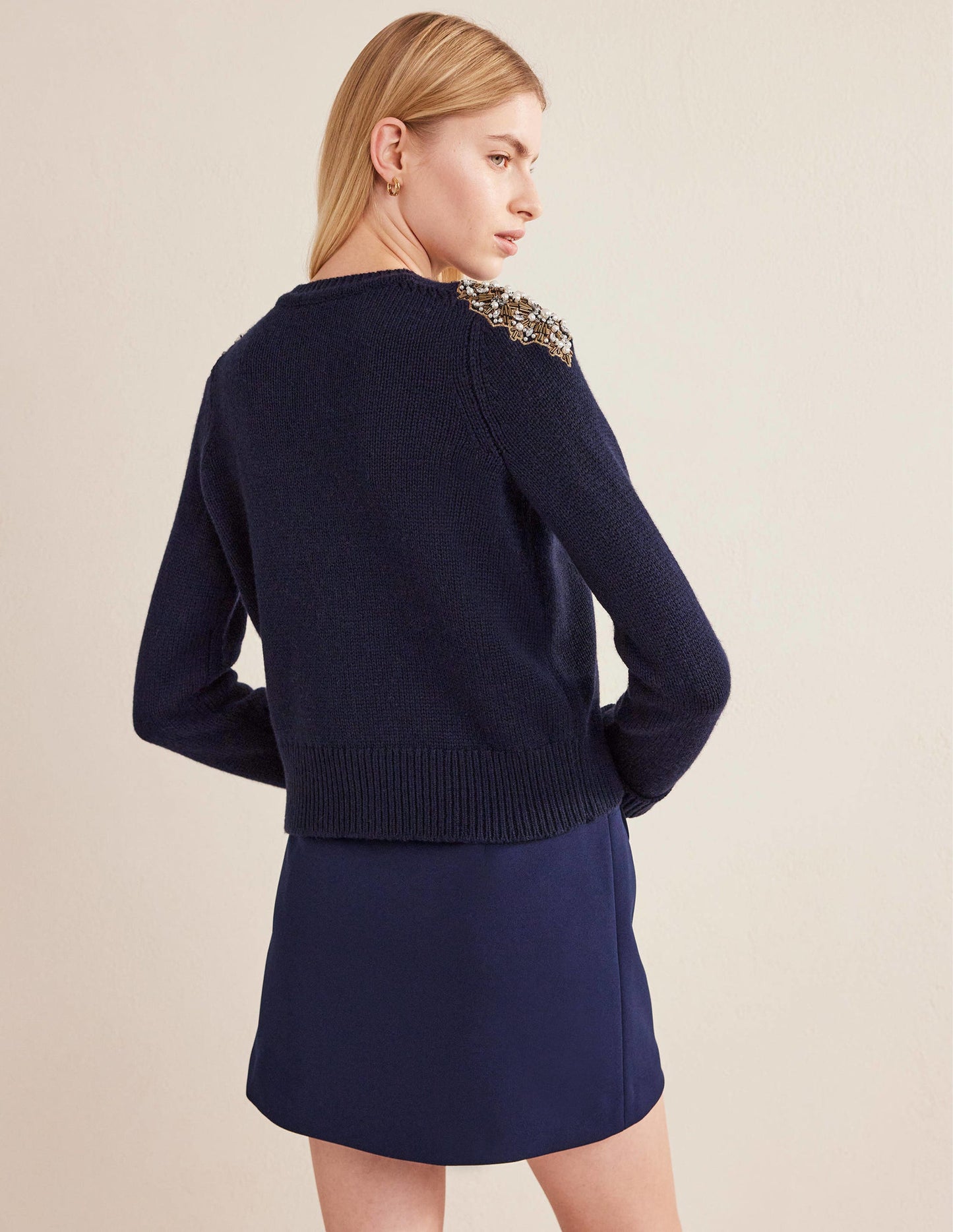 Embellished Jumper-Navy Embellishment
