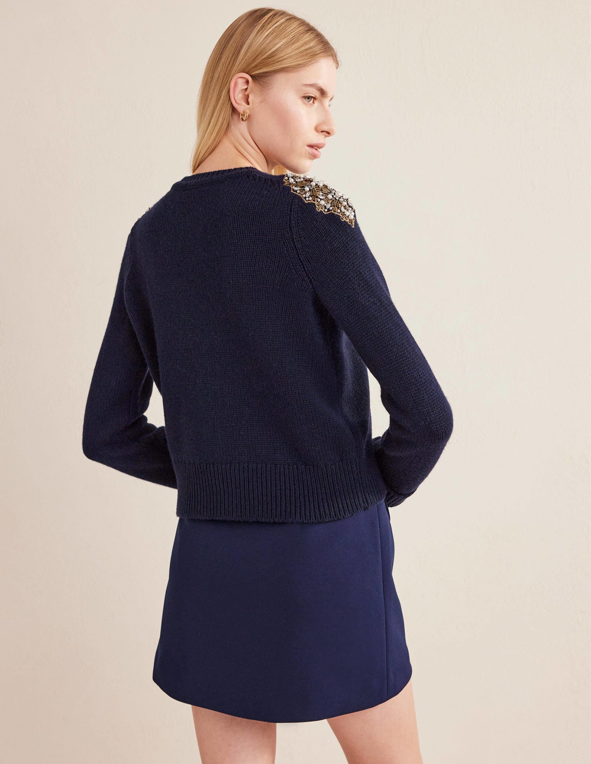 Embellished Jumper-Navy Embellishment - Image 3