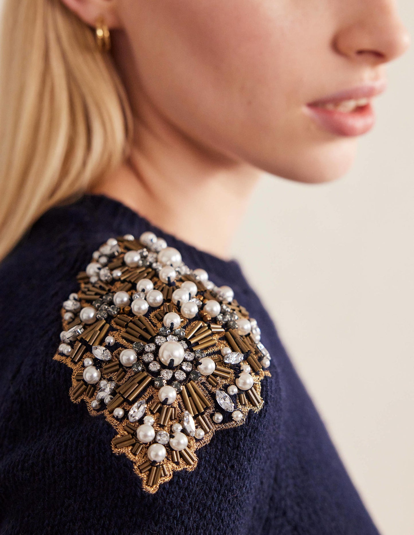 Embellished Jumper-Navy Embellishment