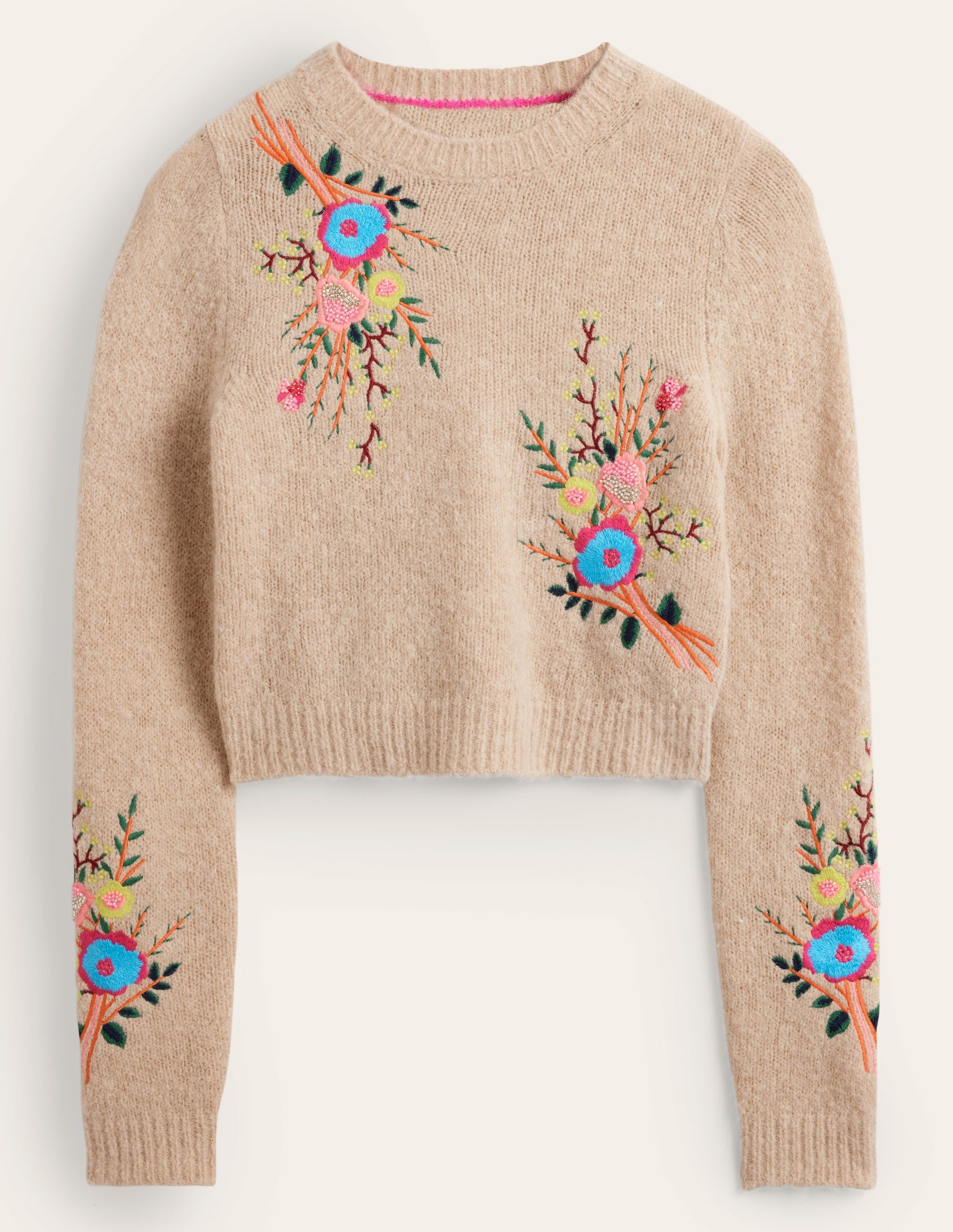 Fluffy Floral Detail Jumper-Chinchilla Melange Floral - Image 6